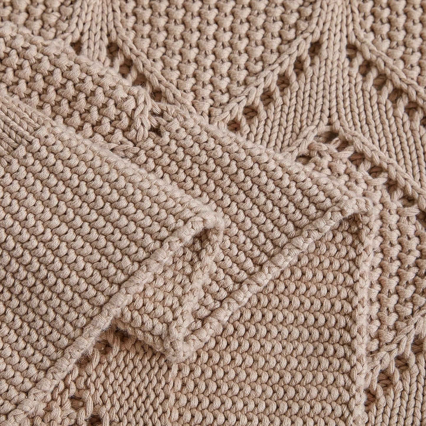 Longhui bedding Chunky Cotton Knit Throw Blanket for Couch, Sofa, Bed, or Chair, Decorative Breathable Fall Cable Knit Blanket 51 x 63 Inches, Pink Rose