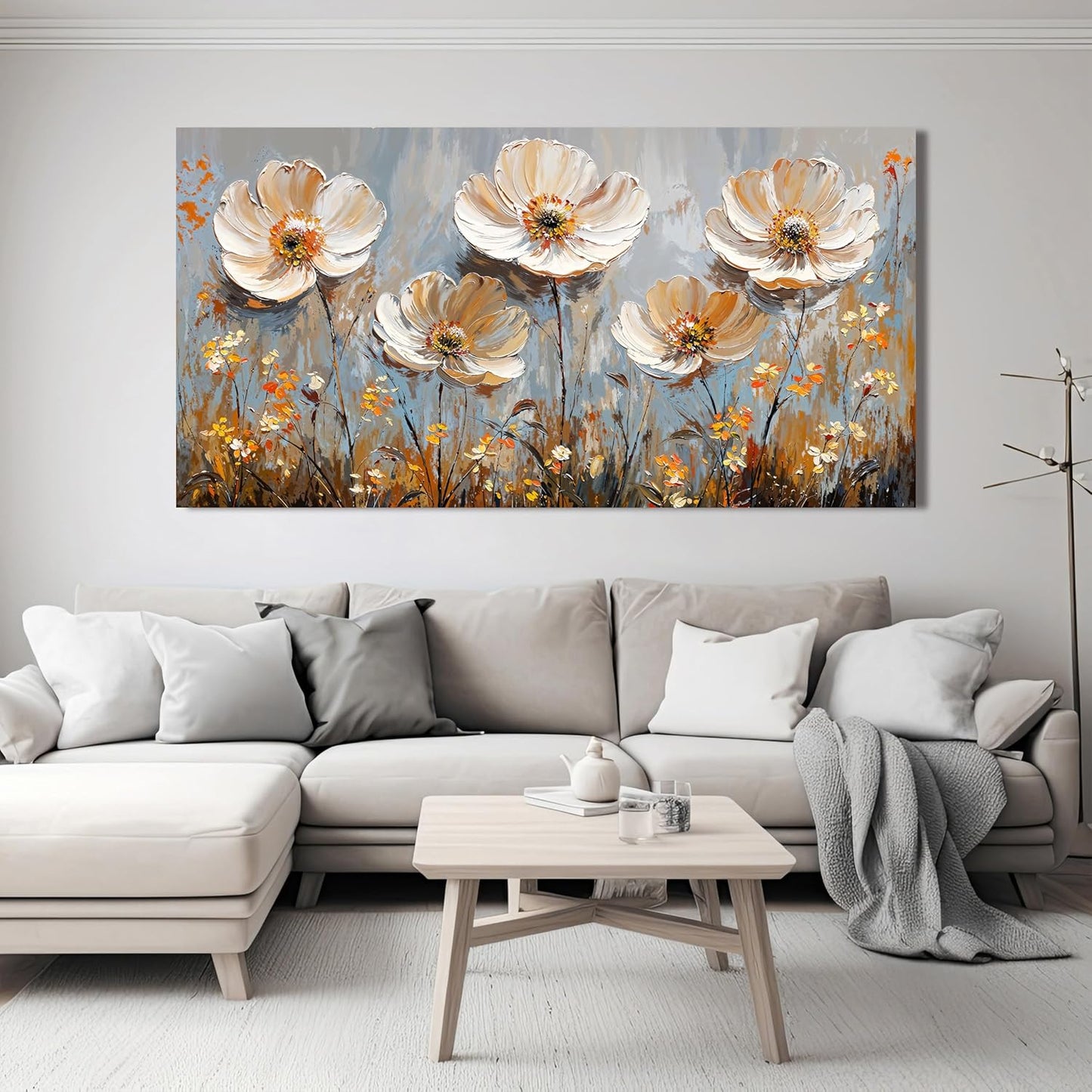 Canvas Wall Art Decor Art Work for Wall Decor Large Vintage Gold Wall Art Prints Wall Art Pictures for Living Room Nature Flower Wall Art Decorations Artwork for Walls Bedroom Office Decor 24" X 48"