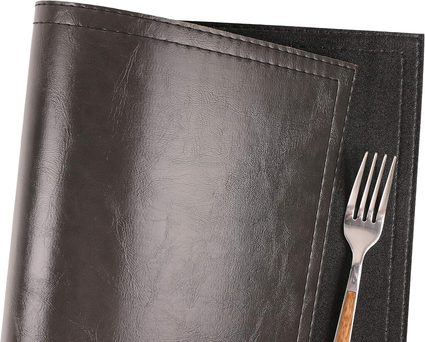 Waterproof PU Placemats, Faux Leather Dinging Table Mat, Set of 6, Easy to Wipe Off Scrub Vinyl Mat, Heat & Stain Resistant for Office Conference Table, Home Decor G Graphite Grey