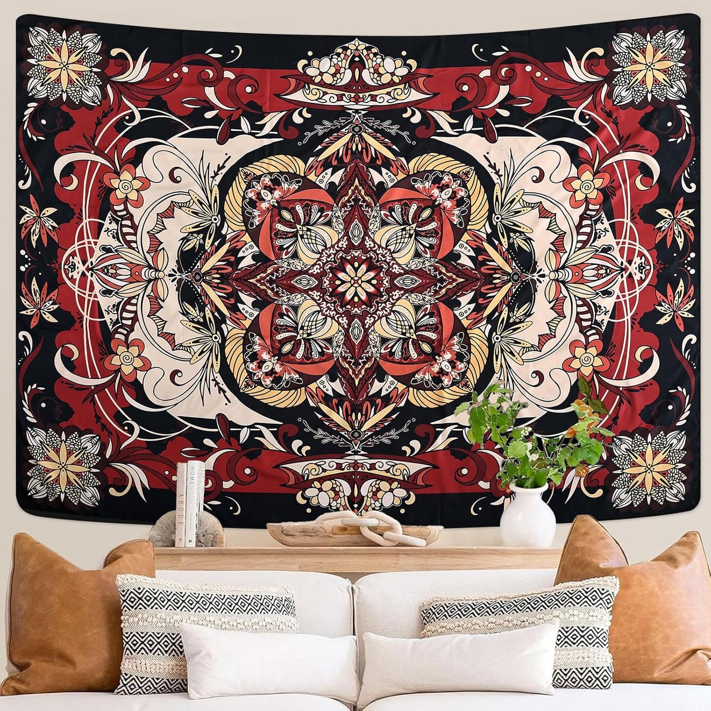 CHDGDHC Mandala Tapestry - Moth Wall Hanging, UV Resistant, Machine Washable, Lightweight, Psychedelic Bedroom Aesthetic Decor for Bedroom, Living Room, Yoga Room - 39.37x29.92 Inch