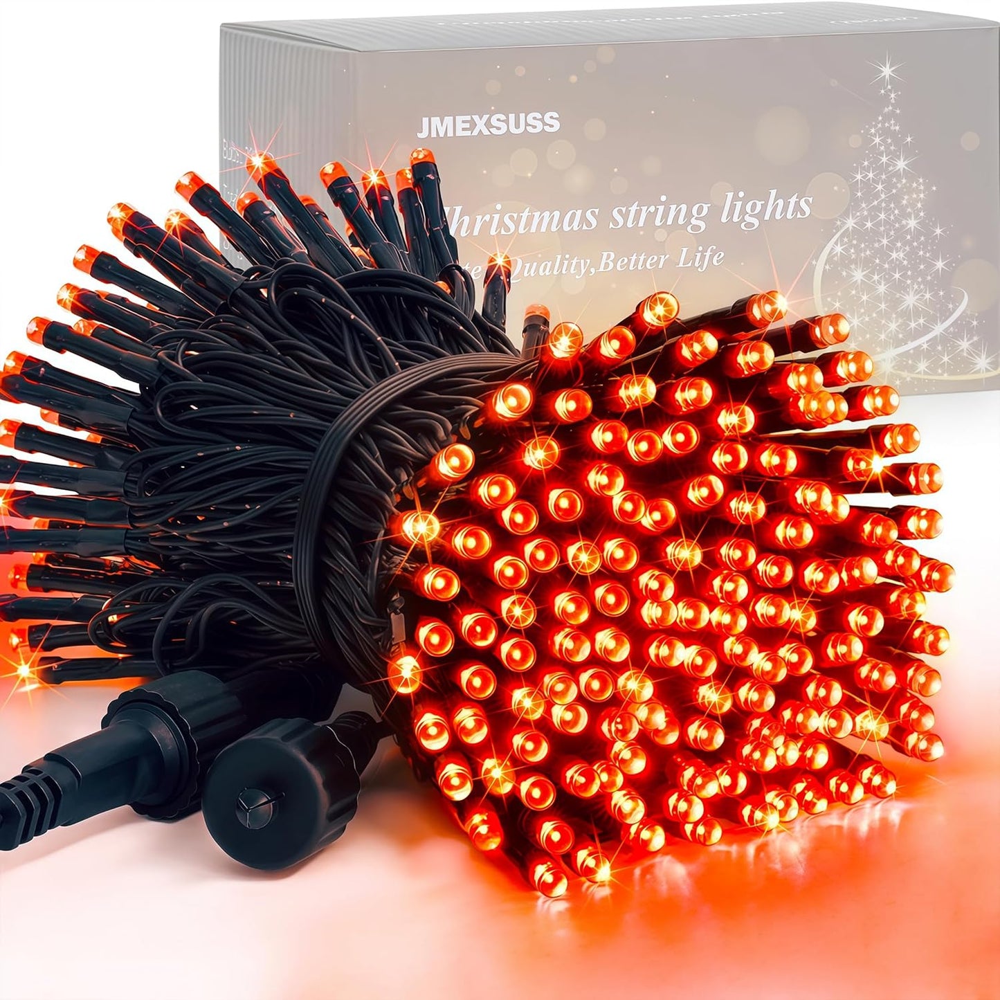 JMEXSUSS 200 LED Orange Halloween Lights Outdoor, 66ft Connectable Halloween String Lights Plug in, 8 Modes Orange Light for Tree Outside Indoor Xmas Party Garden Fence Patio Porch Decor