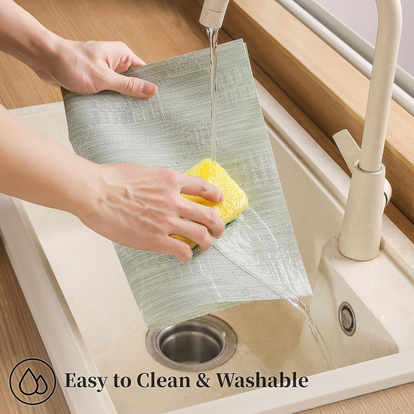 Leetaltree Mint Cream Placemats Set of 4 - Heat Resistant Non-Slip Place mats for Dining Table, Washable Durable PVC Vinyl Woven Table Mats（Mint Cream, 4）