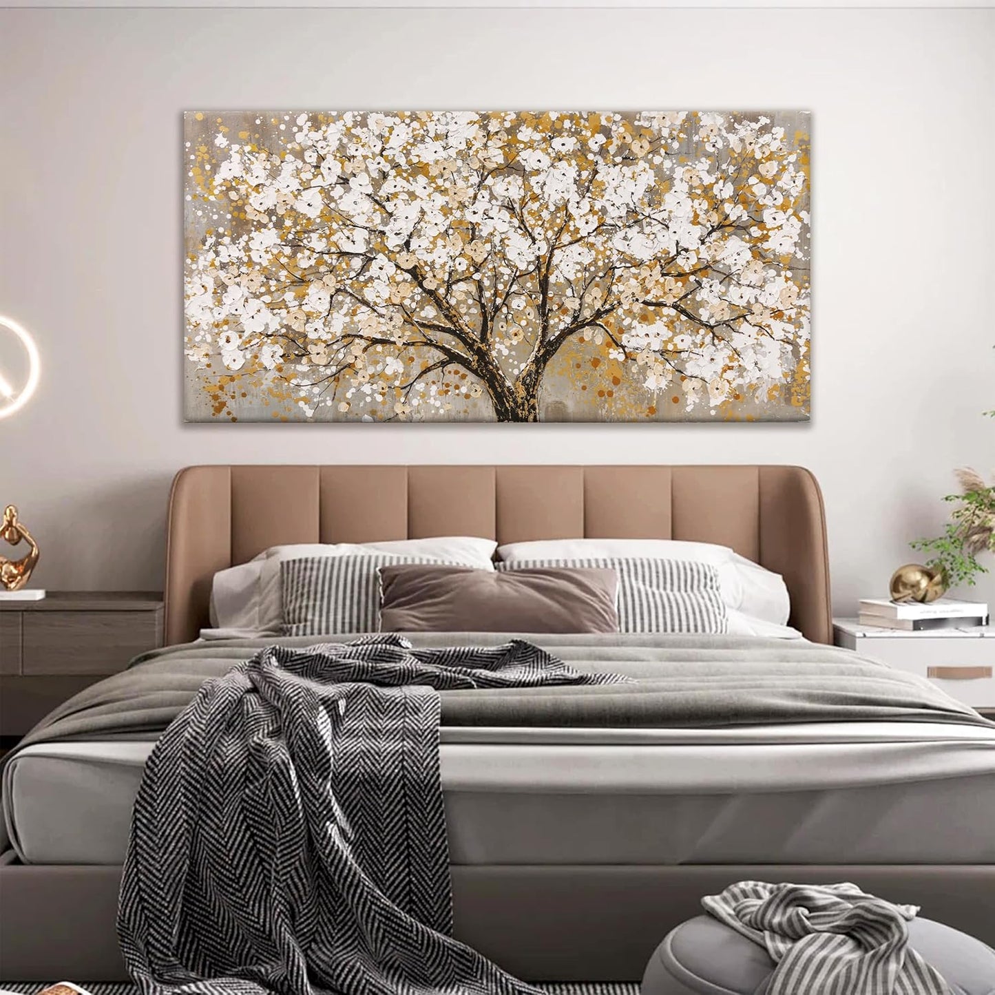 Large Wall Art For Living Room Gold Abstract Tree Of Life Modern Artwork Canvas Art Wall Decor Painting Tree Pictures Home Wall Decor Ready To Hang For Bedroom Decor 29"X58"