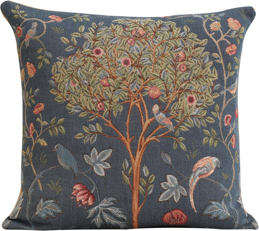 Charlotte Home Furnishings Decorative Tapestry Pillow Cover 19x19 in, Blue Kelmscott Couch Throw Pillow Cover, French Country Square Cushion Cases for Bed Room Home Decor, Soft Cotton Jacquard Woven