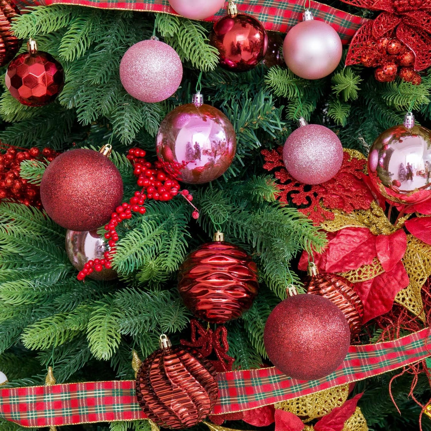 XmasExp 16ct Christmas Balls Ornaments - Shatterproof Large Hanging Ball Decorative Xmas Balls for Holiday Wedding Party Xmas Tree Decoration(3.15"/80mm, Burgundy)