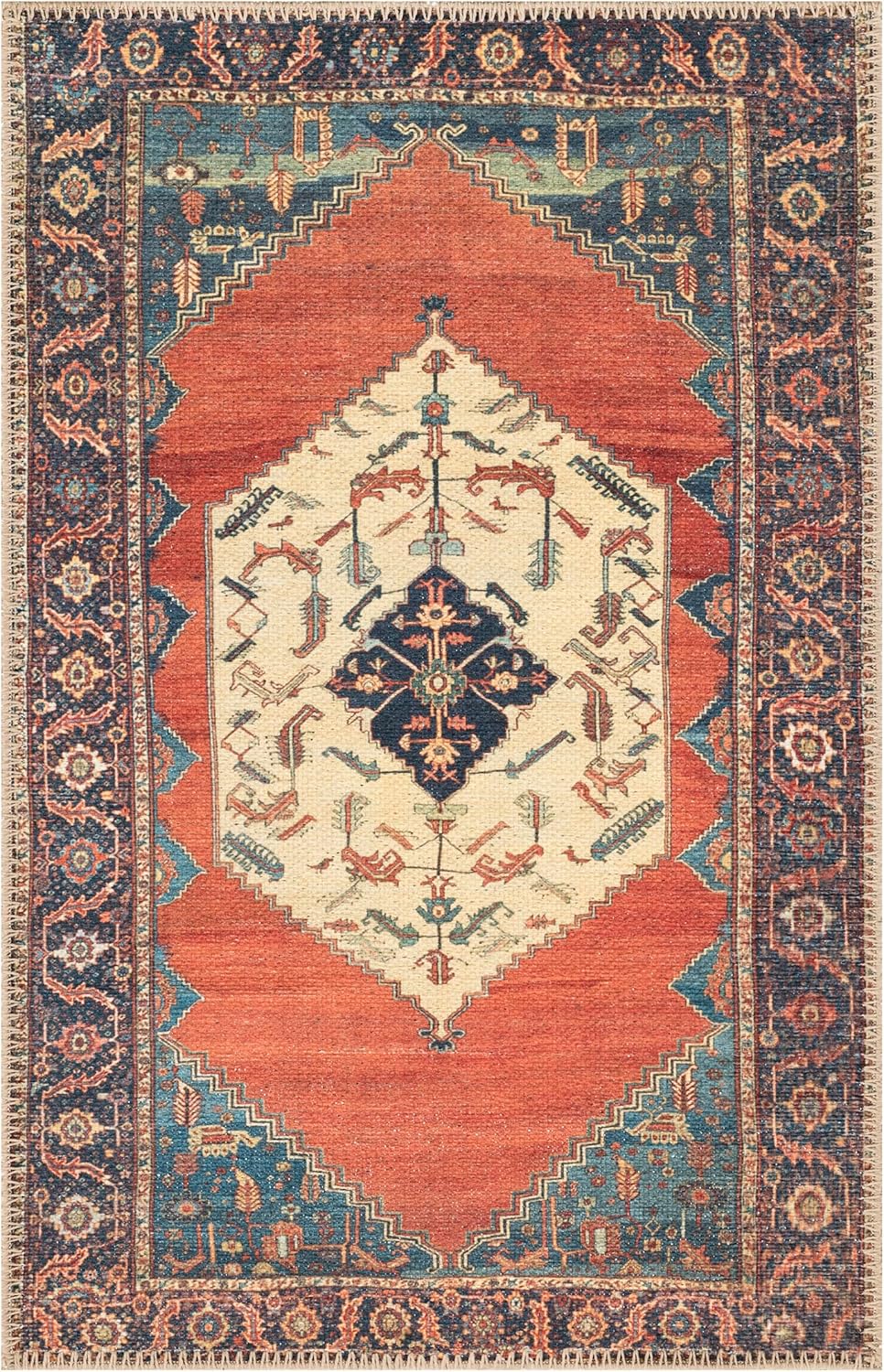 Keen Home Design 2x3 Rug - Machine Washable Entry Rug with Non-Slip Backing, Ideal for Enteryway, Kitchen, Bathroom, Laundry Room - Vintage, Easy Clean, Durable, Low Pile Rug - (2' x 3')