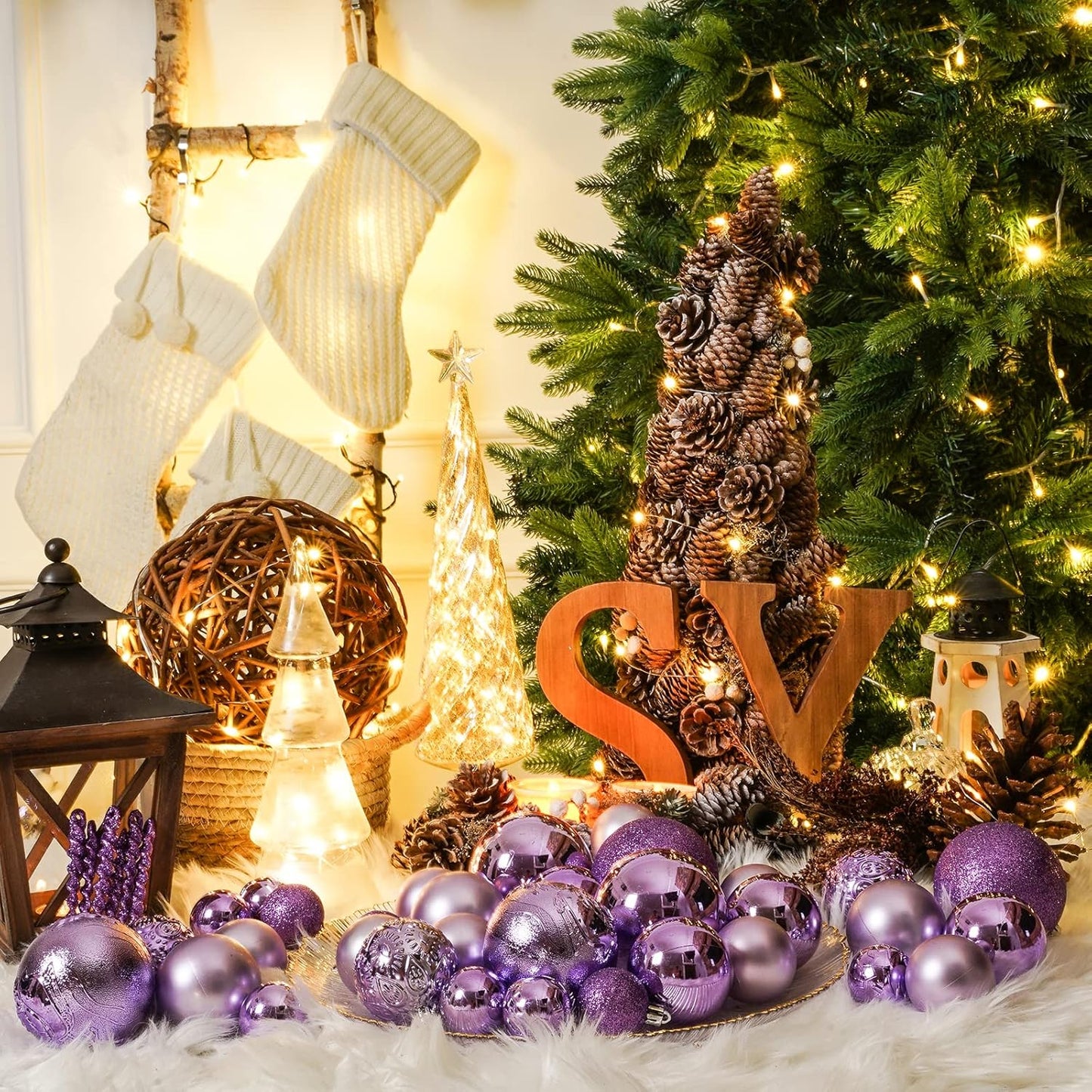 Christmas Ball Ornaments for Christmas Decorations - 41 Pieces Xmas Tree Shatterproof Ornaments with Hanging Loop for Holiday and Party Decoration