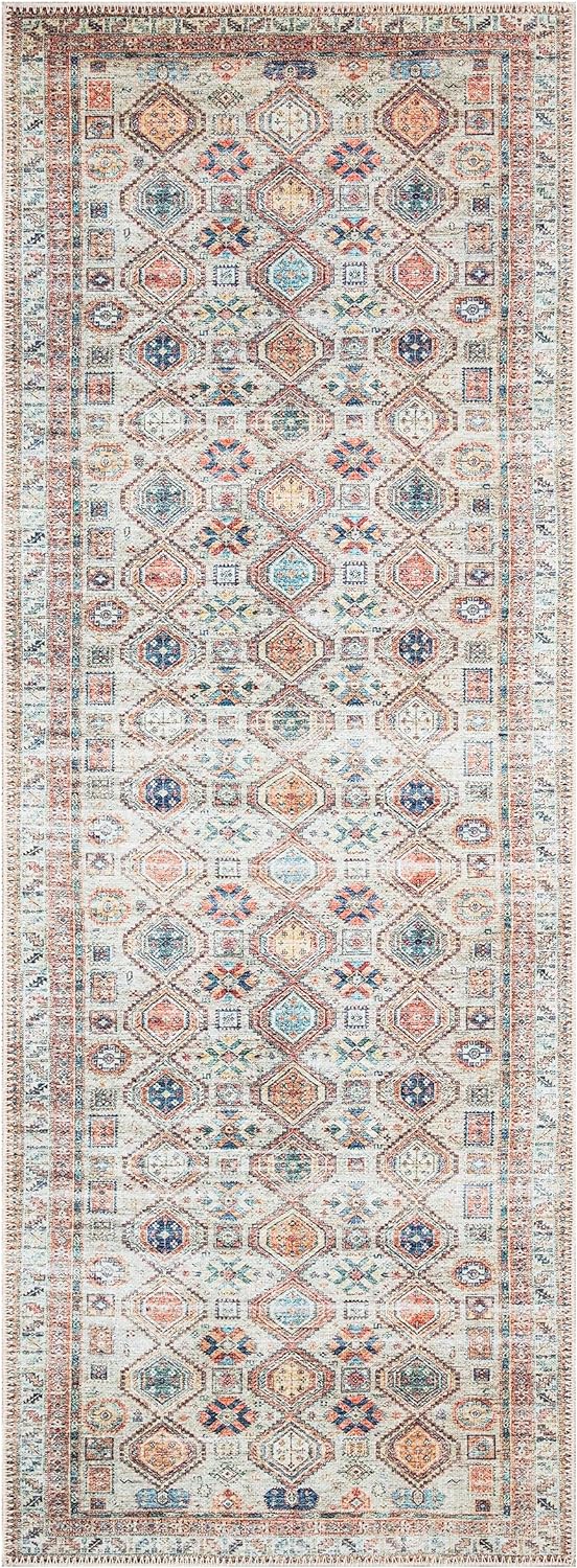 Keen Home Design 2x10 Rug - Machine Washable Runner Rug with Non-Slip Backing, Ideal for Hallway, Entryway, Kitchen, Laundry Room - Vintage, Easy Clean, Durable, Low Pile - (2'6" x 10')