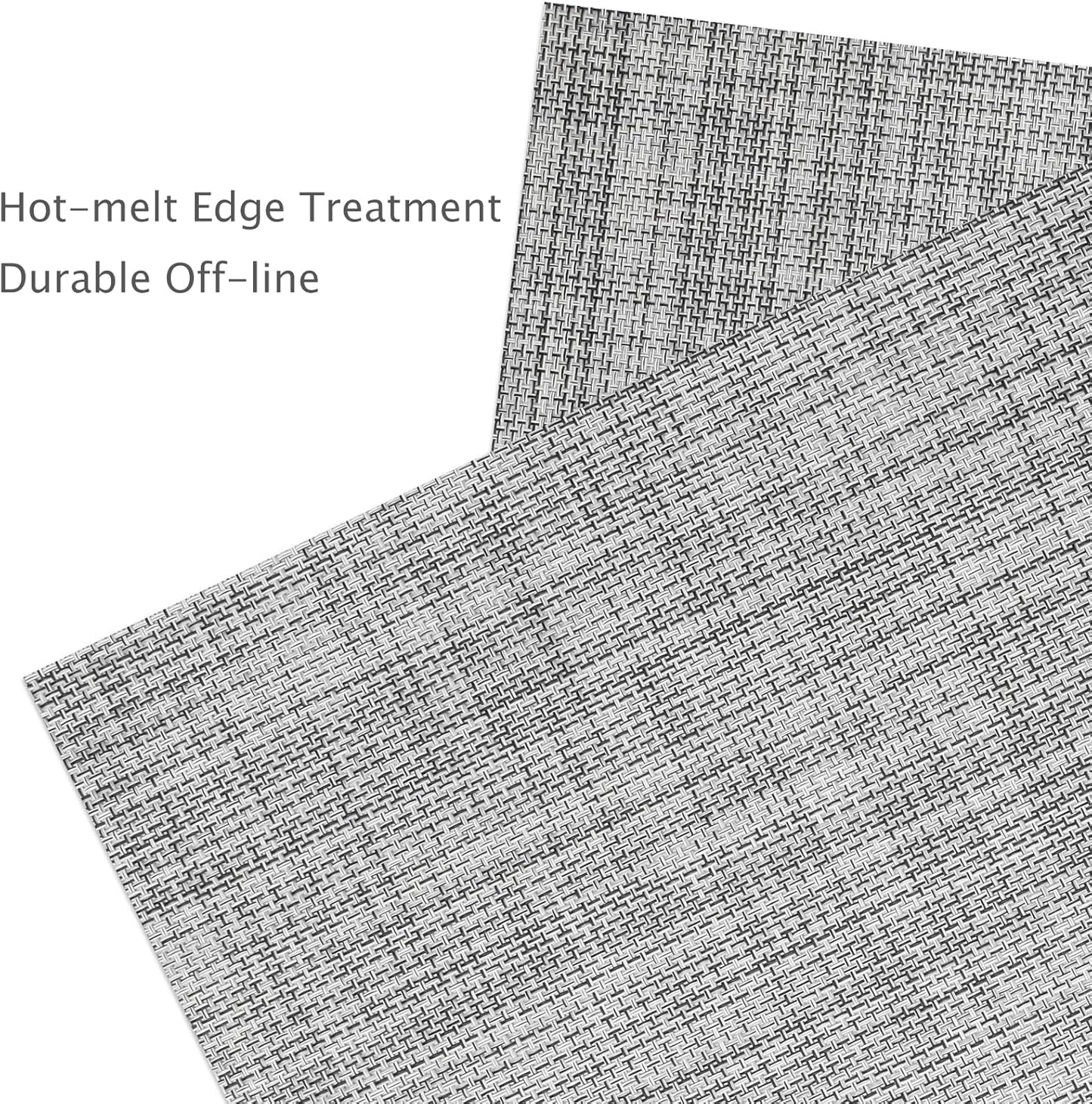 Myir JUN Placemats Set of 8, Vinyl Woven Placemats Place Mats Indoor Set of 8 Washable Table Mats Non-Slip Place mats for Dining Table (Light Gray, Set of 8)