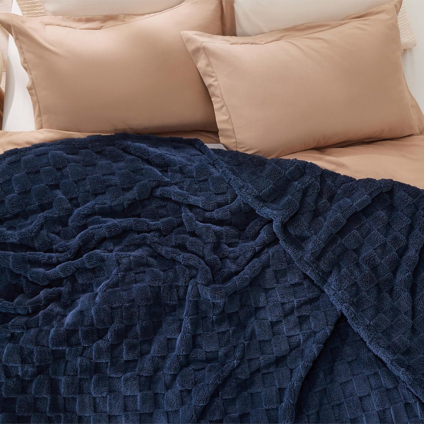 Bedsure GentleSoft Blankets Queen Size for Bed - Super Soft Cozy Blanket for Women Men Girls, Large Fuzzy Fleece Throw for Bedroom Decor, Navy Blue, 90x90 Inches