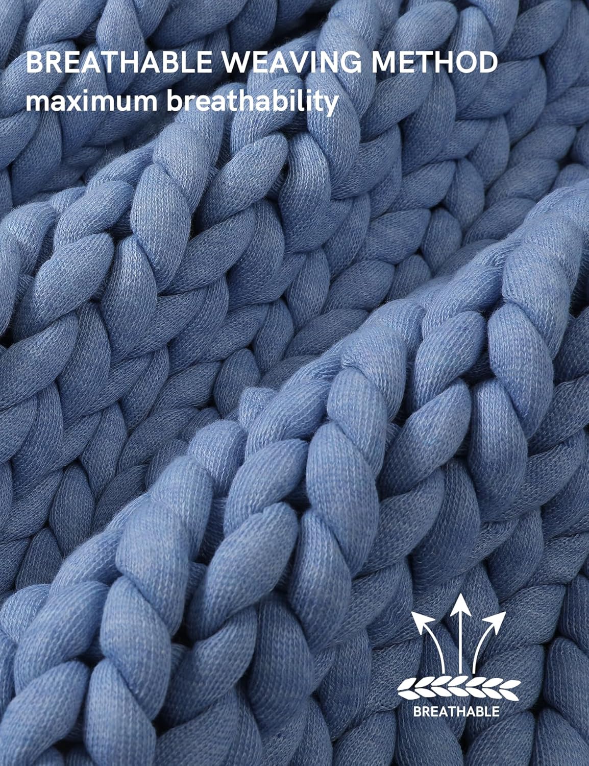YnM Chunky Throw Blanket, Medium-Weight, Hand Knitted, Skin Friendly, Ventilated and Breathable, Machine Washable, Home Décor Piece for Couch, Sofa and Bed (Cerulean Blue, 40x50 Inch)