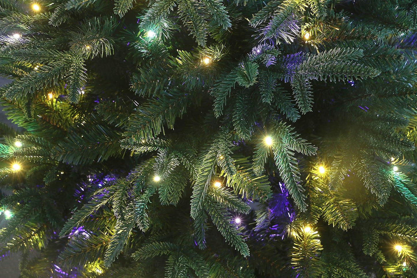 Luxury Real Feel Forest Fir Slim Christmas Tree Pre-lit with Dual Color LEDs Warm White/Multi-Color (6ft)