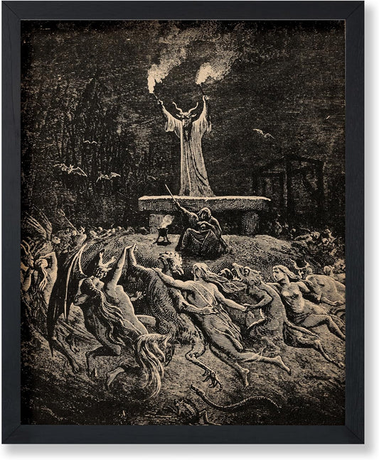 Poster Master Vintage Gustave Dore Poster - Retro Dance of Sabbath Print - Witchcraft Art - Halloween Art - Gift for Him & Her - Gothic Decor for Dorm, Living Room or Bedroom - 11x14 UNFRAMED Wall Art