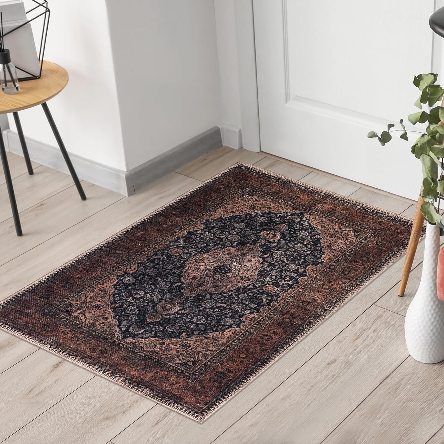 Keen Home Design 2x3 Rug - Machine Washable Entry Rug with Non-Slip Backing, Ideal for Enteryway, Kitchen, Bathroom, Laundry Room - Vintage, Easy Clean, Durable, Low Pile Rug - (2' x 3')