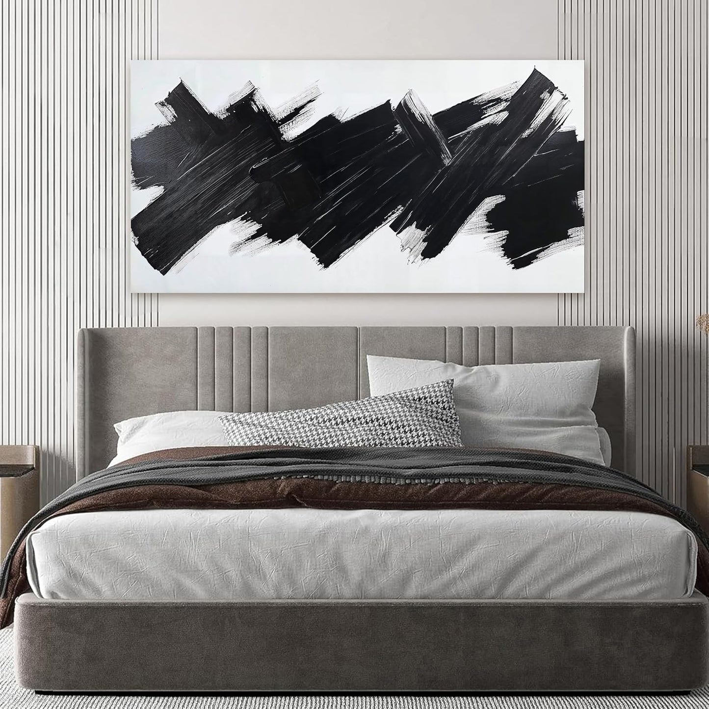 AIXMGSJS Canvas Wall Art Decor Modern Wall Pictures for Living Room Black Minimalist Wall Art Black Abstract Art Wall Artwork for Walls Canvas Prints Art Work For Home Kitchen Office Decor 20" X 40"