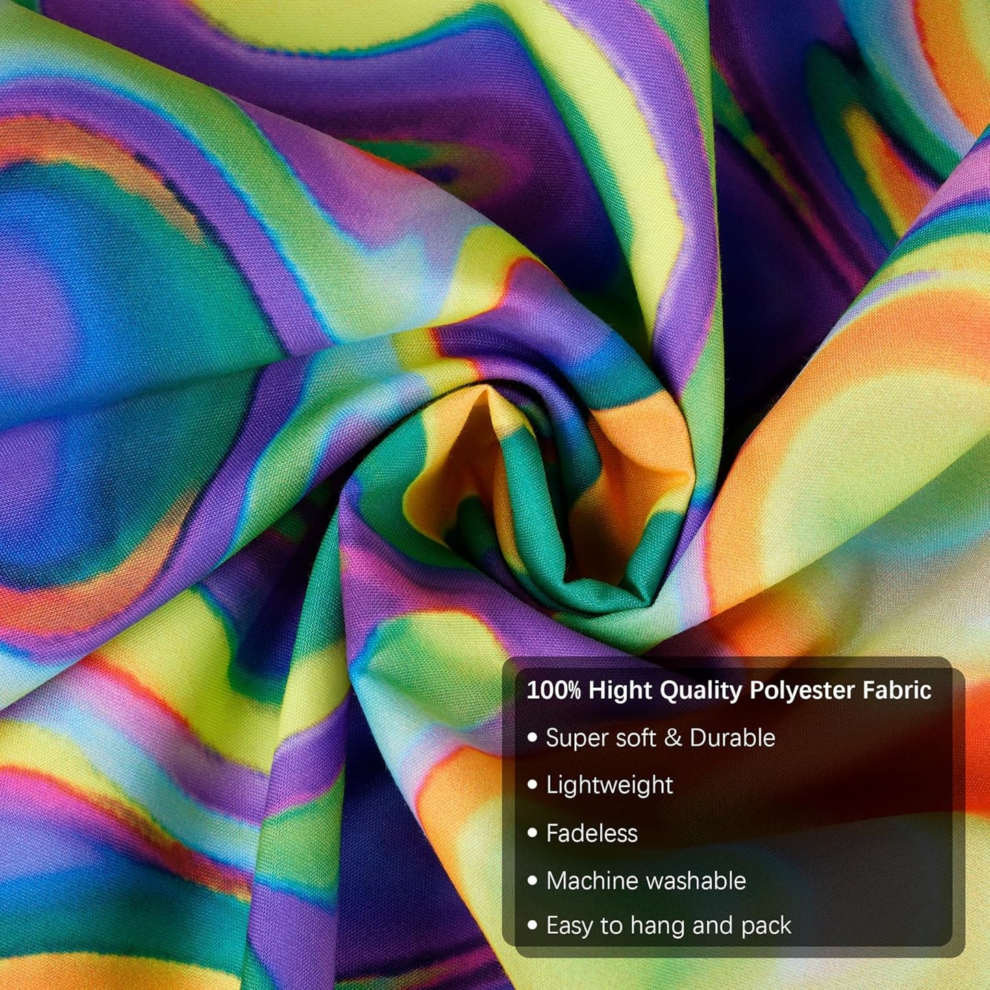 OSVINO Blacklight Colorful Mandala Tapestry 59"x51" Kaleidoscopic Trippy Room Decor Black Light Poster Bohemian Wall Decor for Bedroom Backdrop Decor