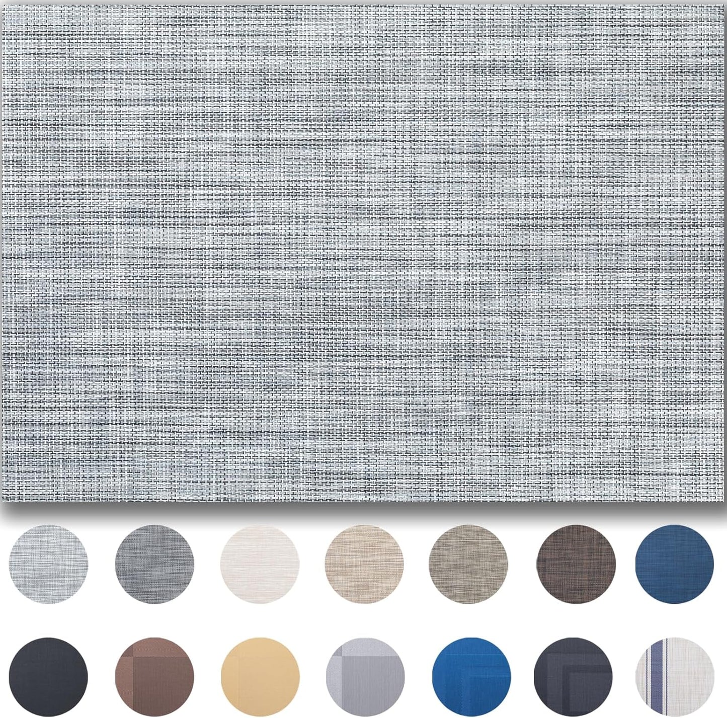 Placemats Set of 12 - Easy Clean Woven Vinyl Placemats for Dining Table, Indoor/Outdoor Place Mats, Washable PVC Table Mats（Gray）