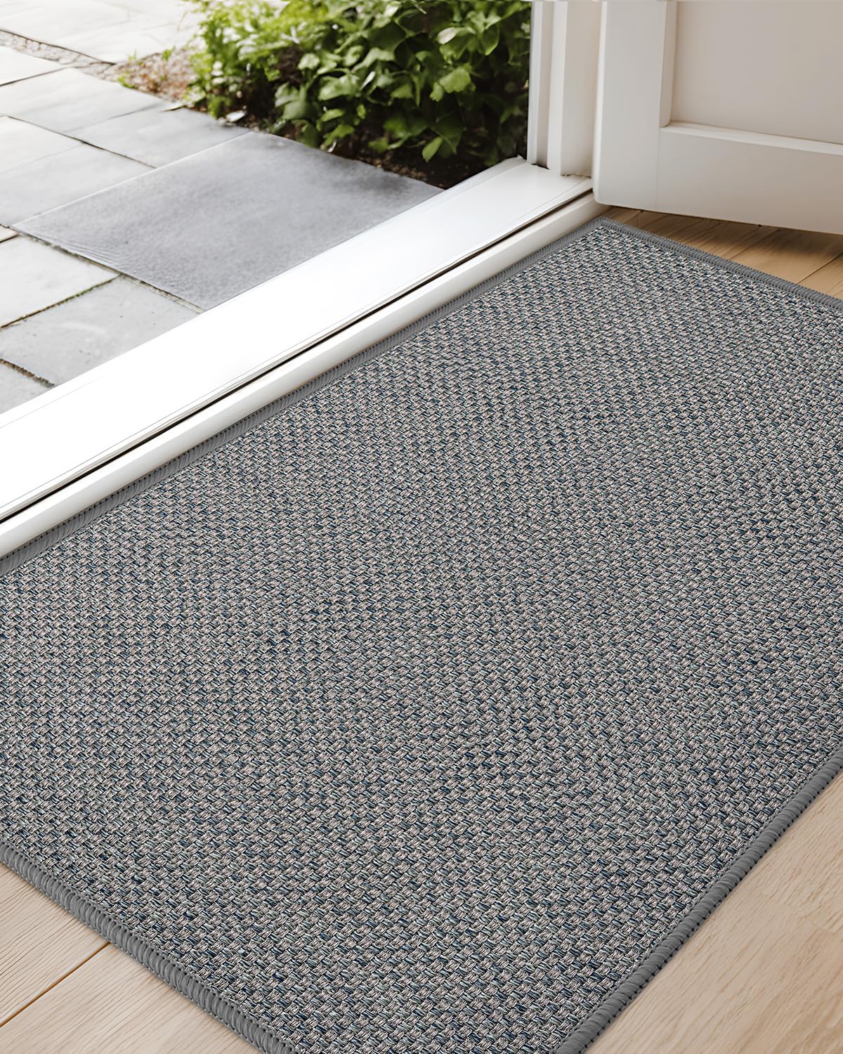 Color&Geometry Front Door Mat Indoor 27"x59", Rugs for Entryway, Non Slip Washable Low-Profile Inside, Entry Mat Entry Rug Door Mat Indoor Entrance, Light Grey (Rolled-up NO Creases)