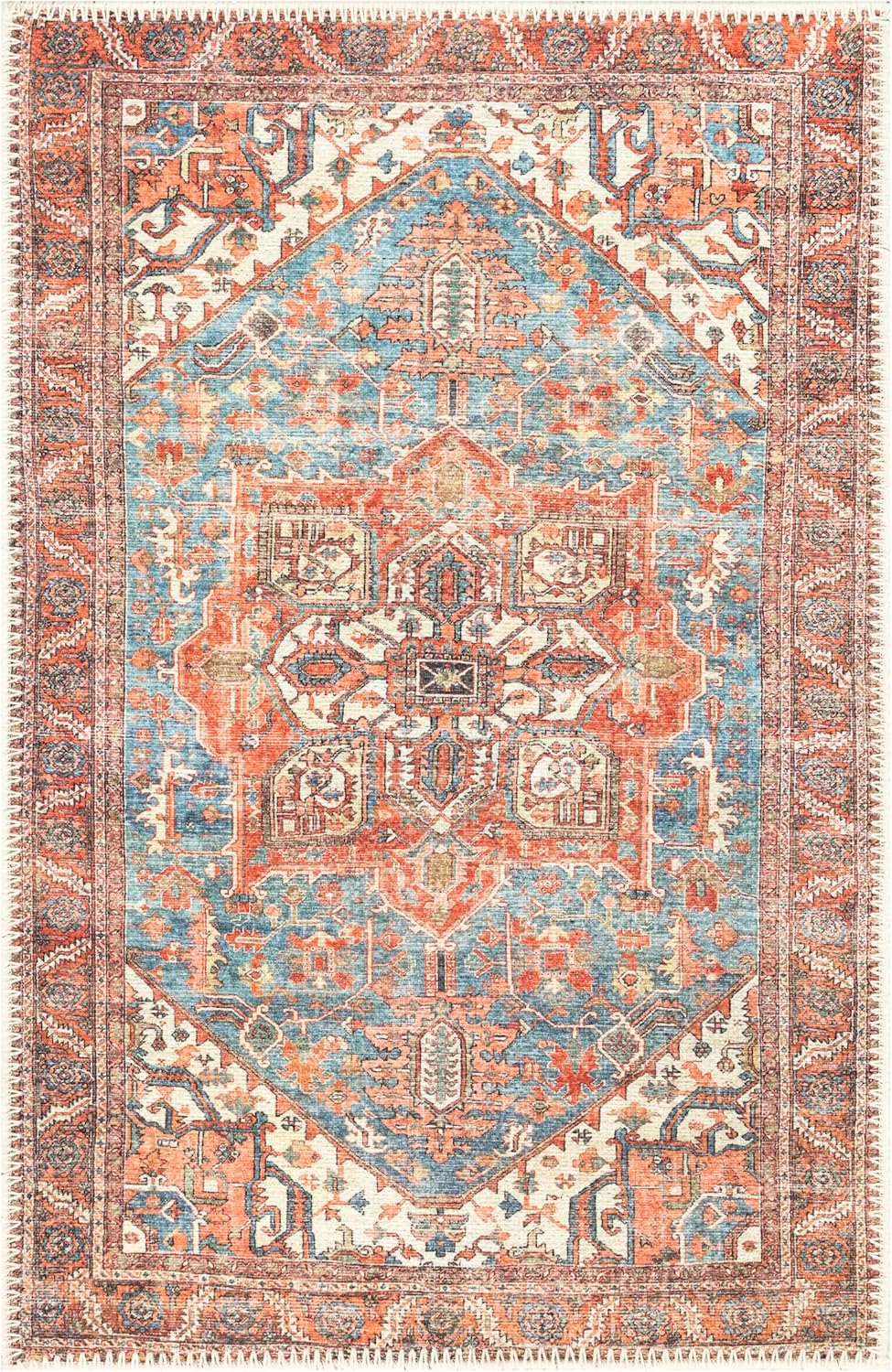 Keen Home Design 2x3 Rug - Machine Washable Entry Rug with Non-Slip Backing, Ideal for Enteryway, Kitchen, Bathroom, Laundry Room - Vintage, Easy Clean, Durable, Low Pile Rug - (2' x 3')