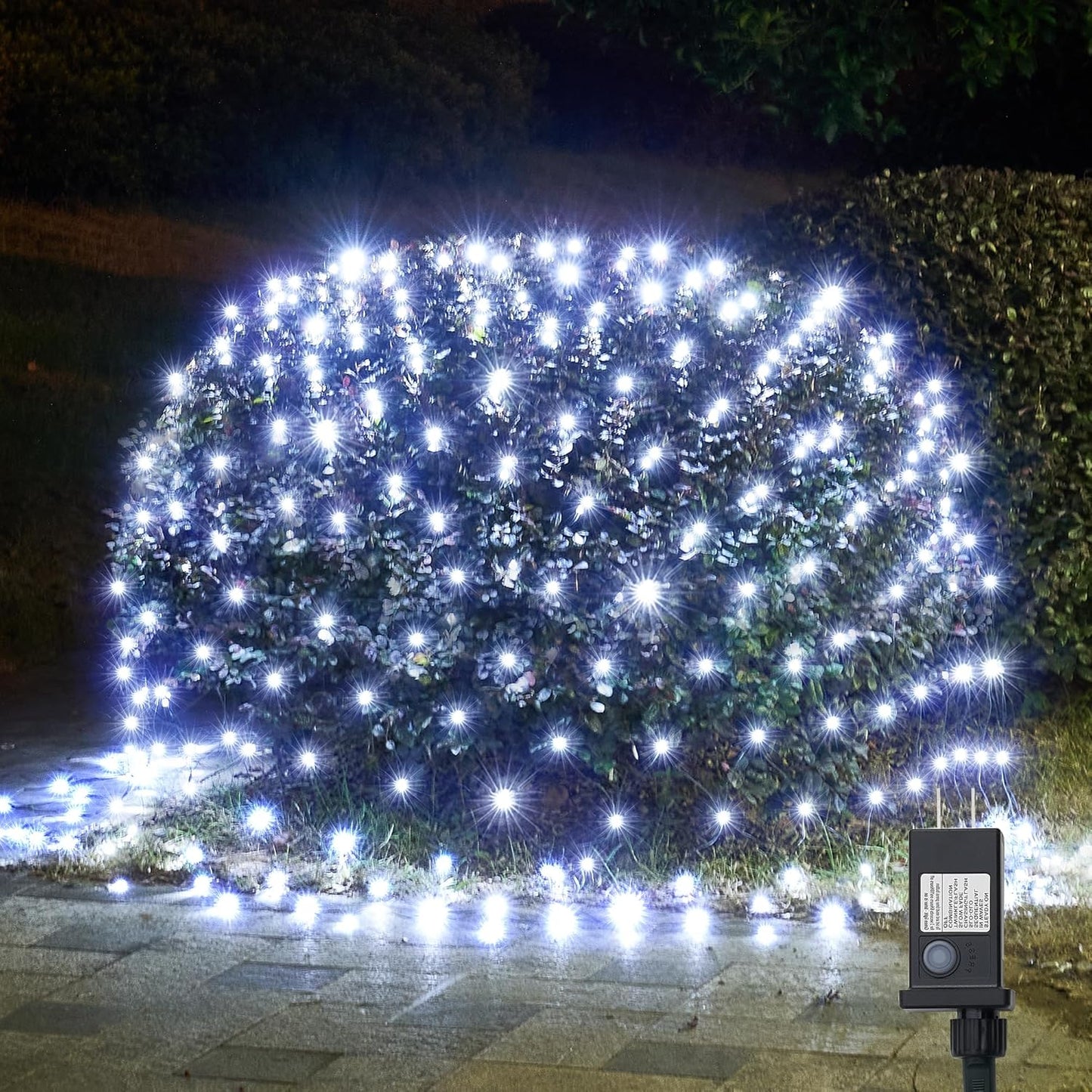 WBao Christmas Net Lights, 200LED 8.4ft x 5.2ft Christmas Lights with 8 Modes, Timer, End to End Connectable, Waterproof Design for Lawn, Bushes, Trees Outdoor Xmas Decorations, Cool White
