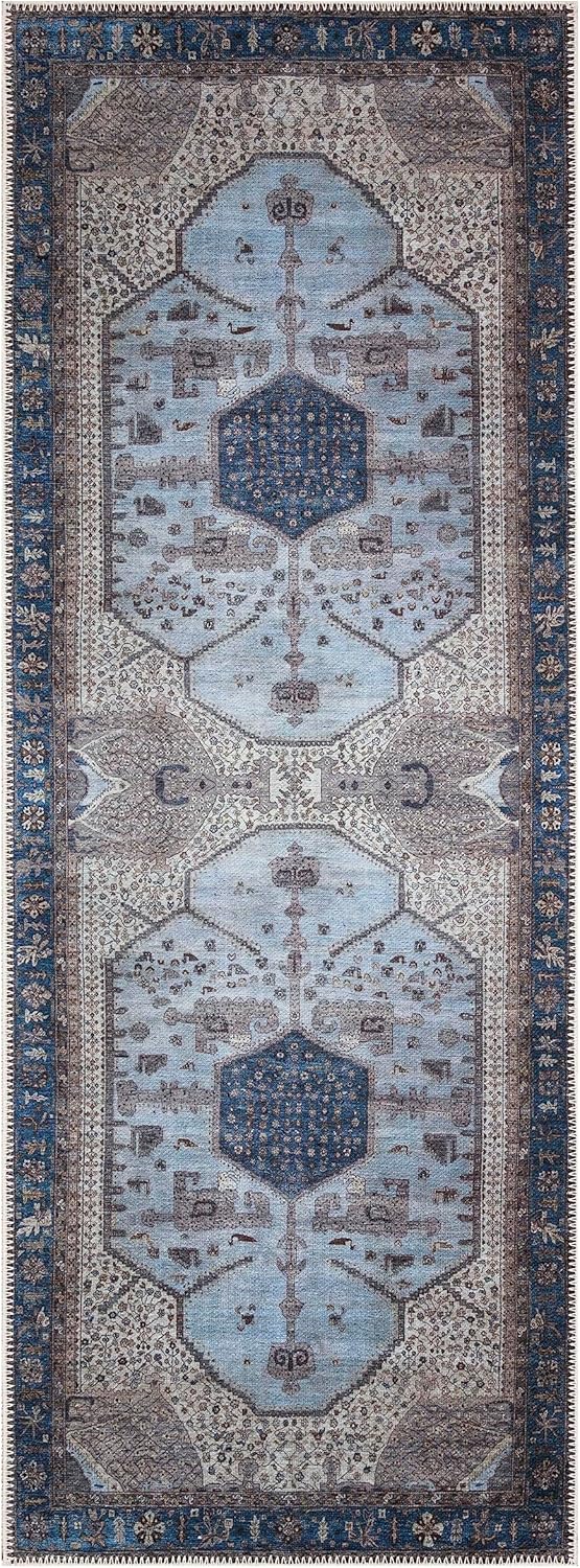 Keen Home Design 2x12 Rug - Machine Washable Runner Rug with Non-Slip Backing, Ideal for Hallway, Entryway, Kitchen, Laundry Room - Vintage, Easy Clean, Durable, Low Pile - (2'6" x 12')