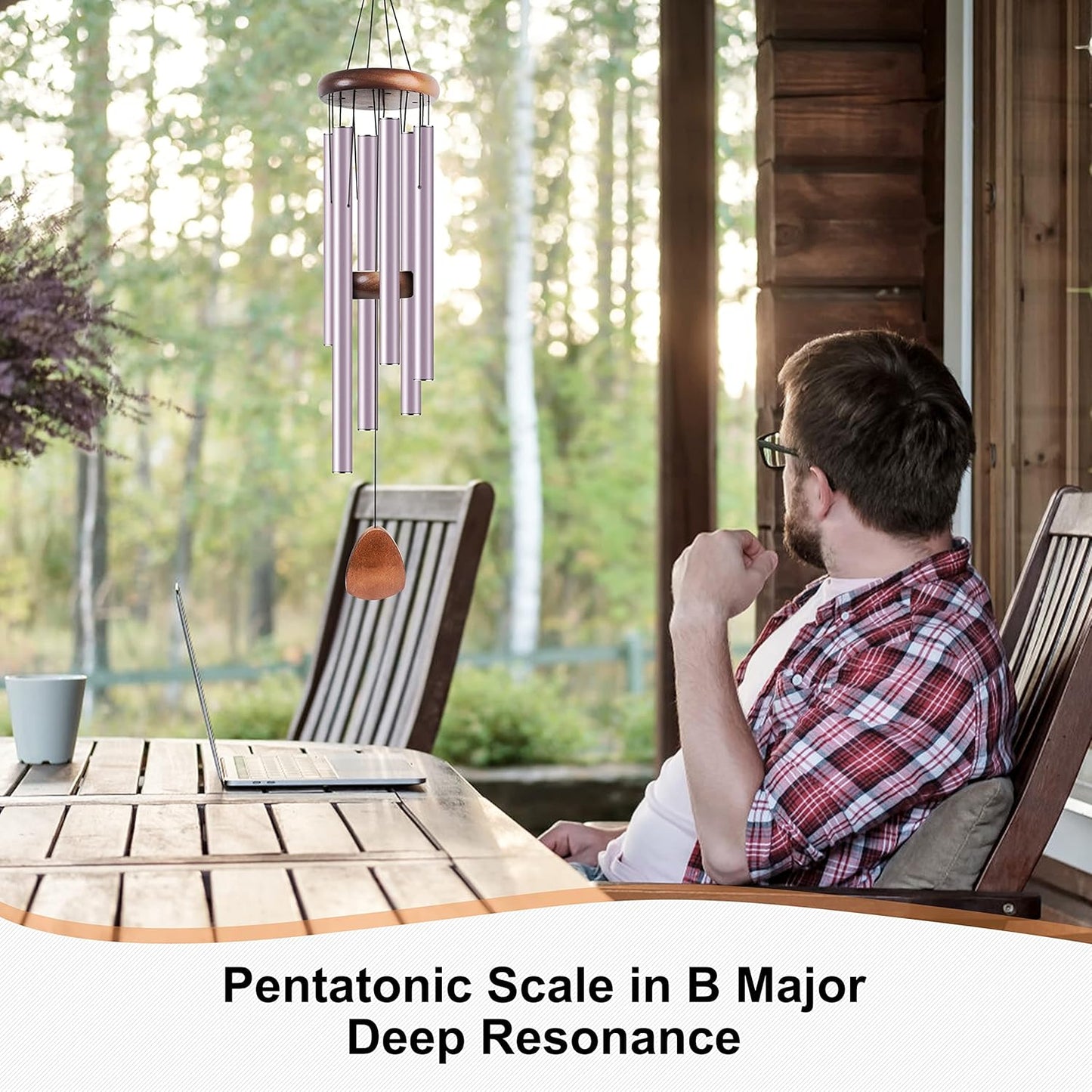 Large Aluminium Wind Chimes 37 Inches to Create a Zen Atmosphere Suitable for Outdoor, Garden, Patio Decoration. Classic Wind Chimes with Wind Catcher Suitable as A Gift for Unisex(Purple)