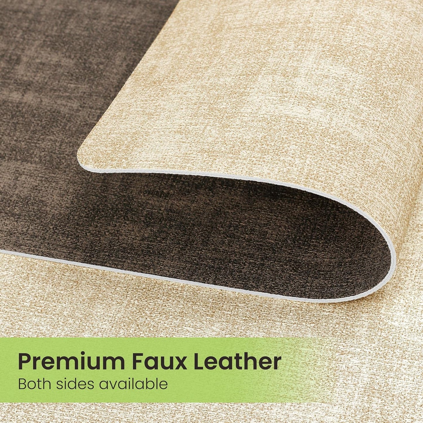 Faux Leather Dual Sided Placemats Set of 4, Square Non-Slip Heat Resistant Placemats with Coaster, Reversible wipeable Waterproof Table Mats for Kitchen, Dining, Outdoor (4, Beige Dark Coffee)