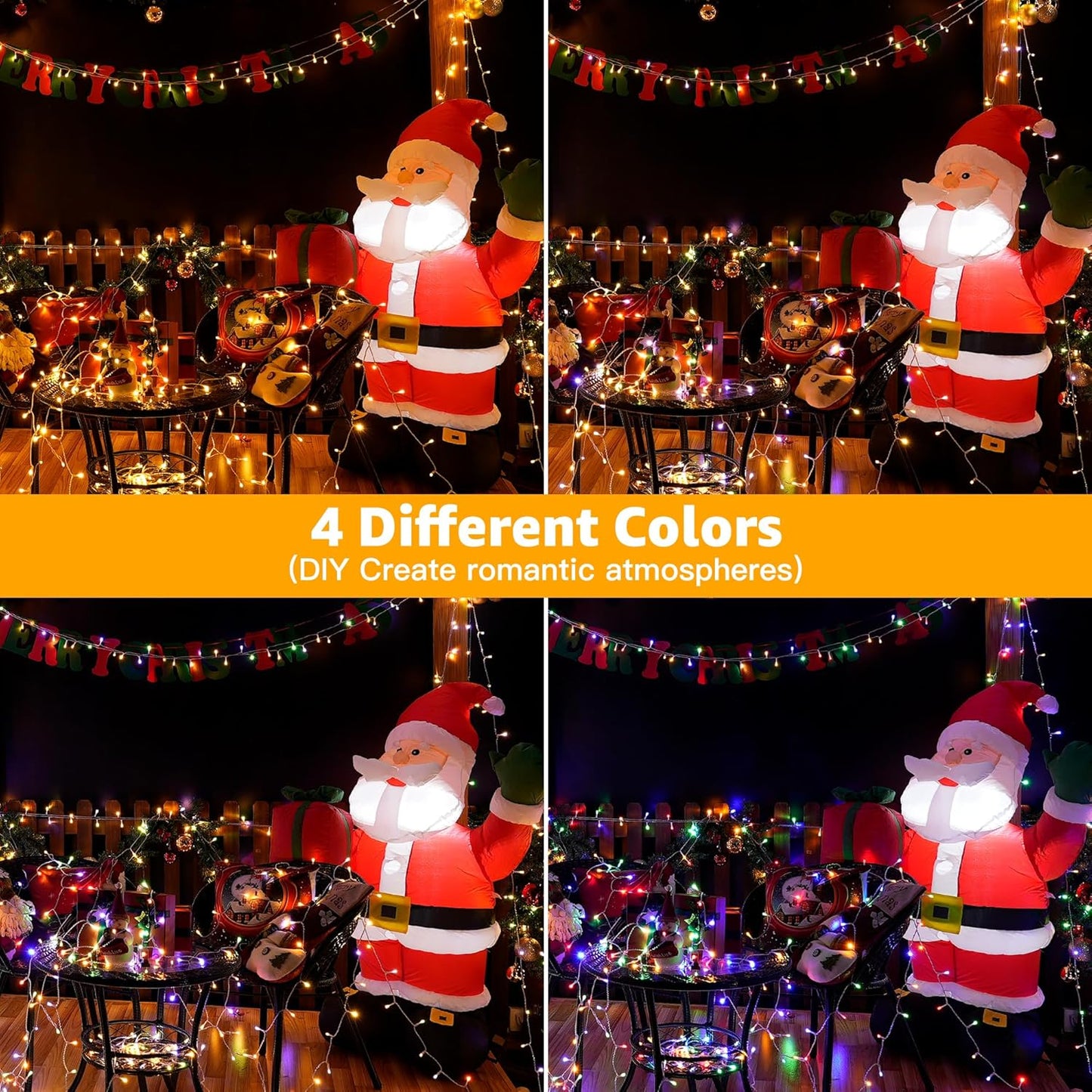 Ollny Christmas String Lights Indoor Outdoor 200LED/66FT Multicolored to Warm White Color Changing with Remote Control Timer 11 Lighting Modes Waterproof for Bedroom House Easter Xmas Decorations