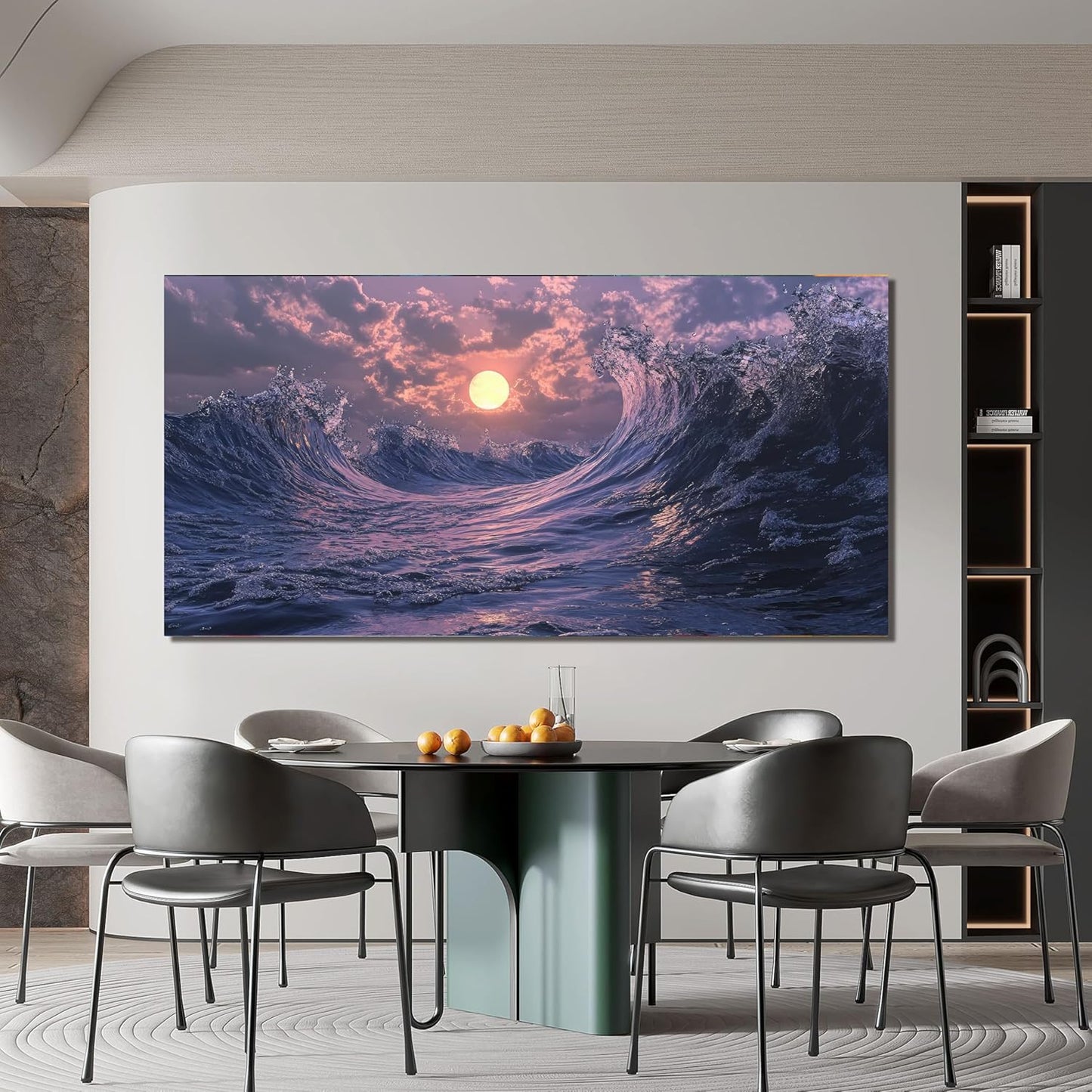 Canvas Wall Art for Living Room Artwork for Walls Canvas Modern Art Wall Decor Nature Landscap Wall Art Decor Purple Coastal Beach Wall Art Prints Art Work for Home Office Kitchen Wall Decor 24" X 48"