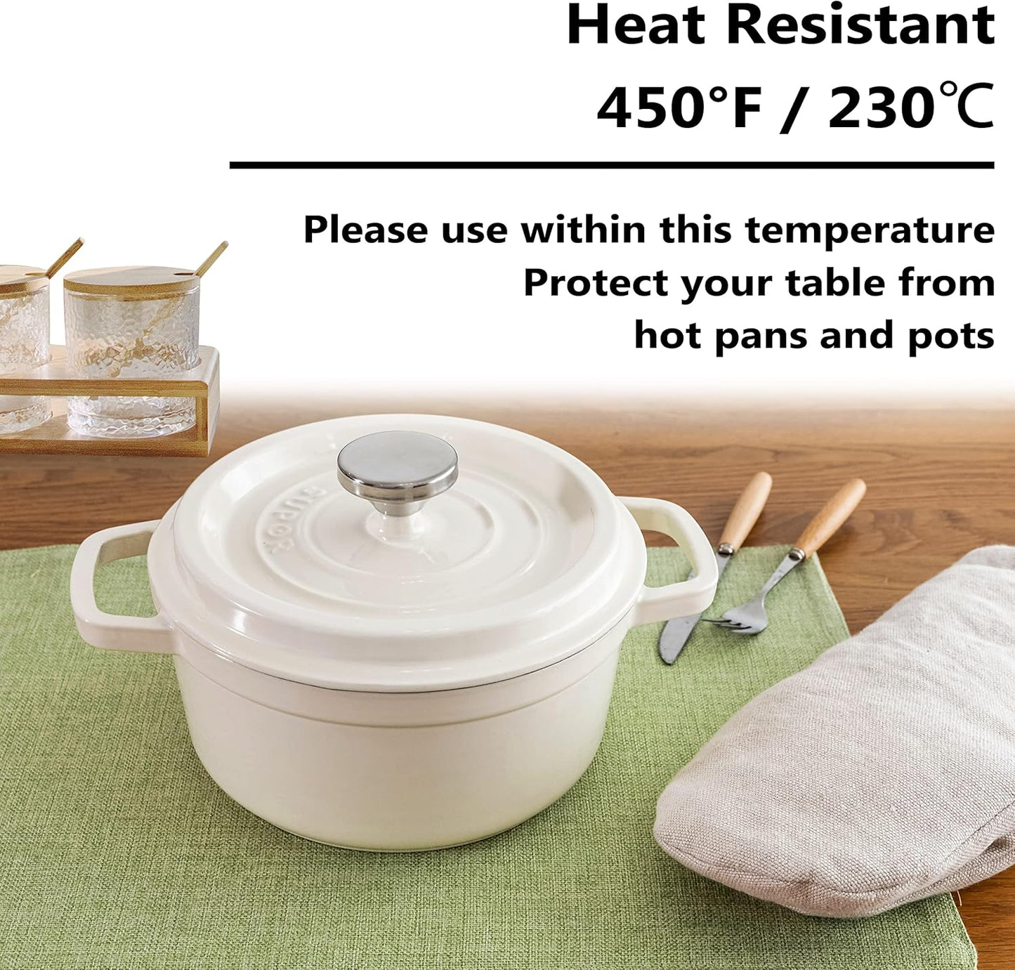 Home Brilliant Green Placemat Set of 8 Washable Place Mats Placemats Heat Resistant Sage Placemat for Dining Table Kitchen Table Mats Decor, Grass Green