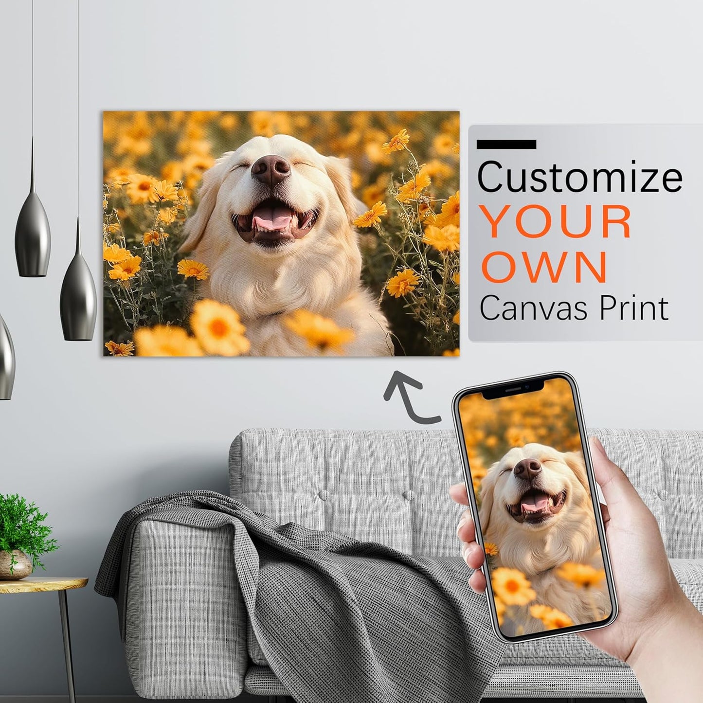 Ship Next Day - Custom Canvas Prints with Your Photos, Personalized Canvas with Pictures Print for Wall Art Bedroom, Customized Photo Gifts for Couple Men Women Mom Baby Dog Family - 16"W x 12"L