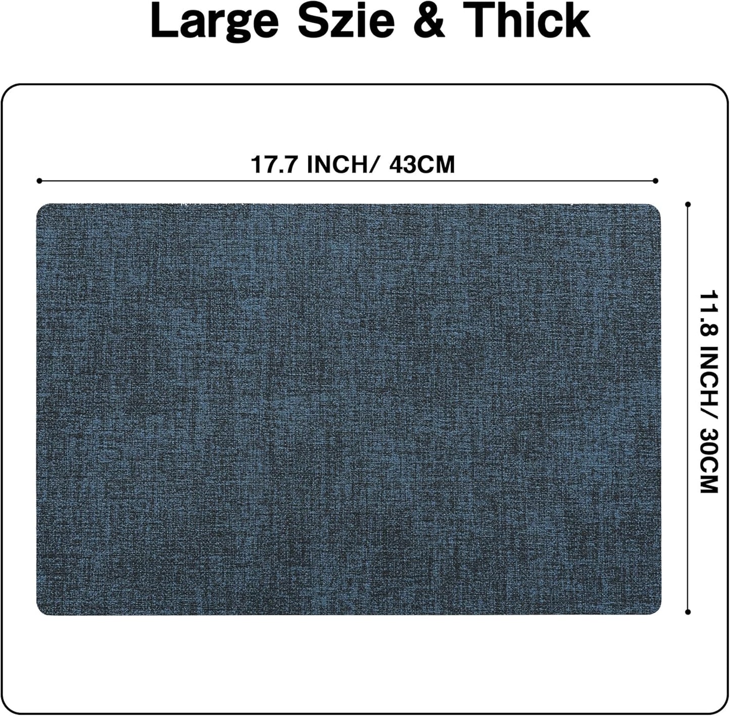 Chrysameld Vinyl Placemats Set of 6 - Faux Leather 100% Waterproof Oil-Proof Wipeable PU Place Mats, Heat Resistant Anti Slip Reversible Table Mats for Indoor & Outdoor Use,(17×12Inch, Navy Blue)