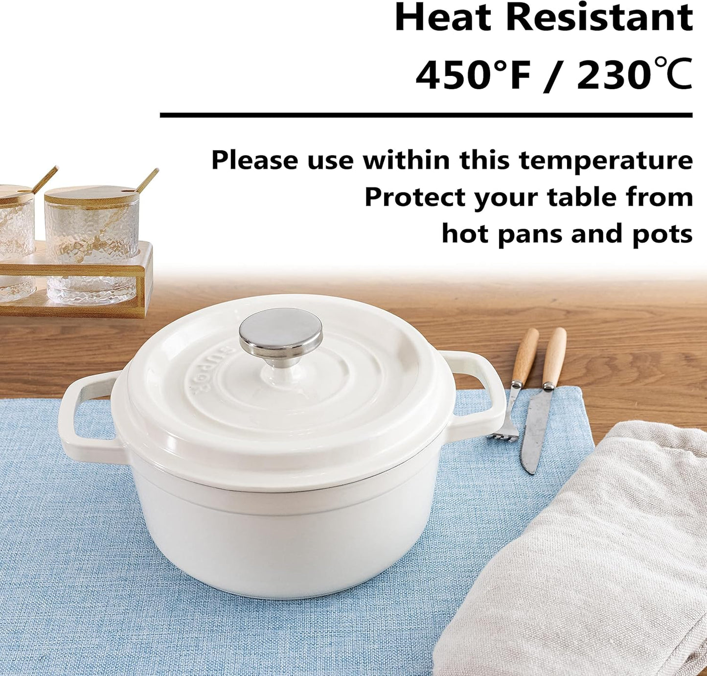 Home Brilliant Placemats Table Mat Set of 6 Heat Resistant Dining Place Mats for Kitchen Restaurant Wedding Holiday Celebration, Blue