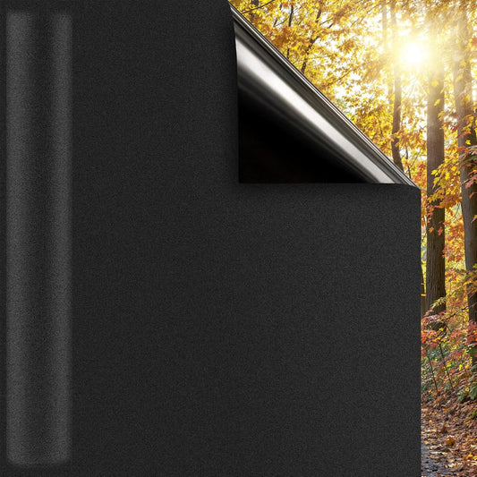 DUOFIRE Blackout Window Film Completely Light Blocking Privacy Window Film Room Darkening Frosted Tint Films for Day Sleep, Non Adhesive Static Cling Films DT-C009 (35.4 x 78.7 Inch)