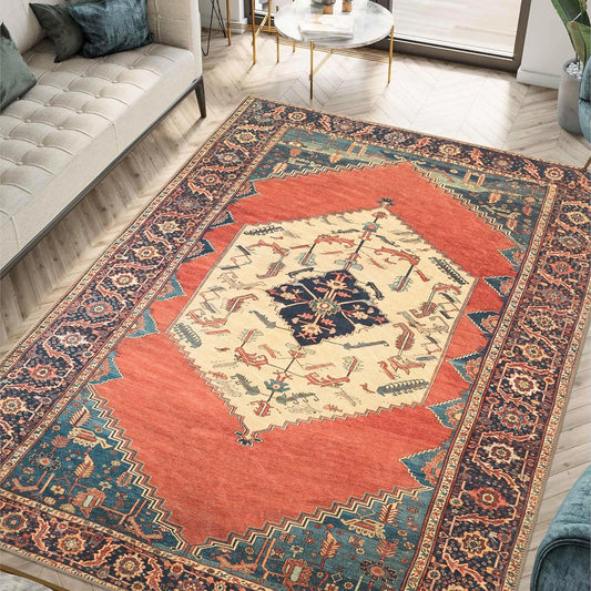 Keen Home Design 3x5 Rug - Machine Washable Entry Rug with Non-Slip Backing, Ideal for Enteryway, Kitchen, Bathroom, Laundry Room - Vintage, Easy Clean, Durable, Low Pile Rug - (3' x 5')