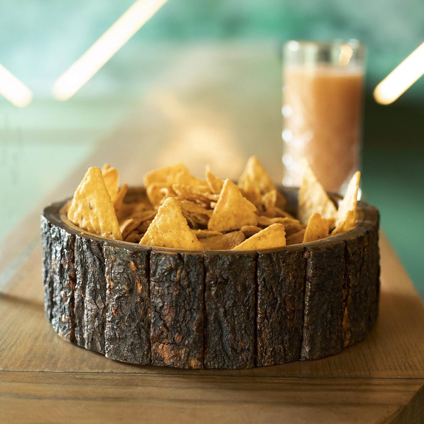 GoCraft Mango Wood Decorative Bowl with Tree Bark – 7.5" x 2.75" – Rustic Handmade Wooden Bowl for Potpourri, Snacks, Nuts, Salad – Natural Centerpiece for Table Décor