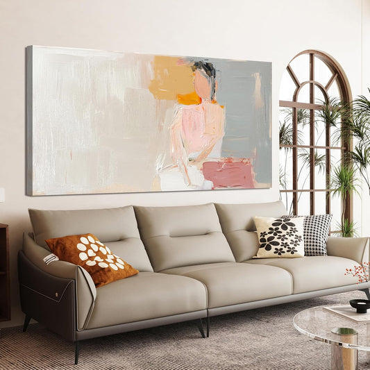 Abstract Canvas Wall Art Decor Large Wall Art Pictures for Living Room Abstract Canvas Art Wall Decor Artwork for Walls Pink Wall Art Paintings Prints Art Work for Home Office Room Wall Decor 29"x58"