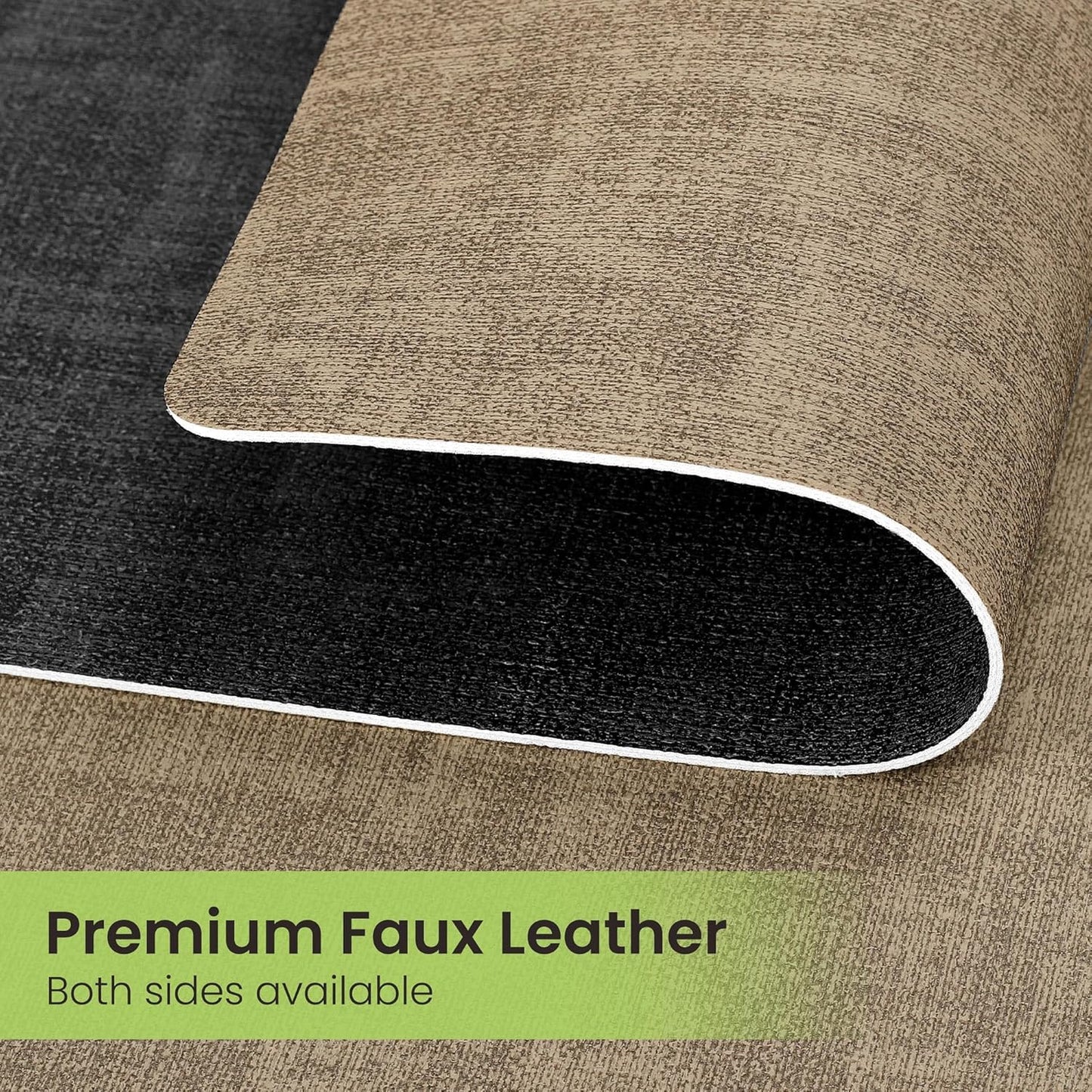 Faux Leather Dual Sided Placemats Set of 4, Square Non-Slip Heat Resistant Placemats with Coaster, Reversible wipeable Waterproof Table Mats for Kitchen, Dining, Outdoor (4, Black Light Coffee)