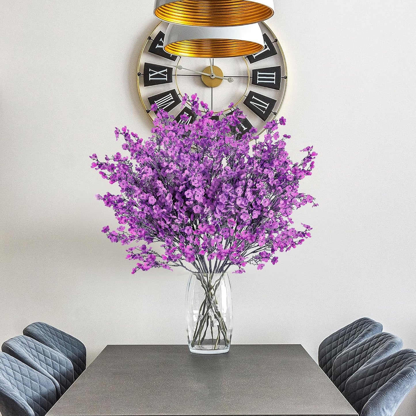 Sggvecsy 10 Pcs Babys Breath Artificial Flowers Gypsophila Bouquets Bulk Real Touch Fake Silk Flowers for Home Wedding DIY Floral Arrangement Kitchen Table Centerpiece Festival Decoration (Purple)