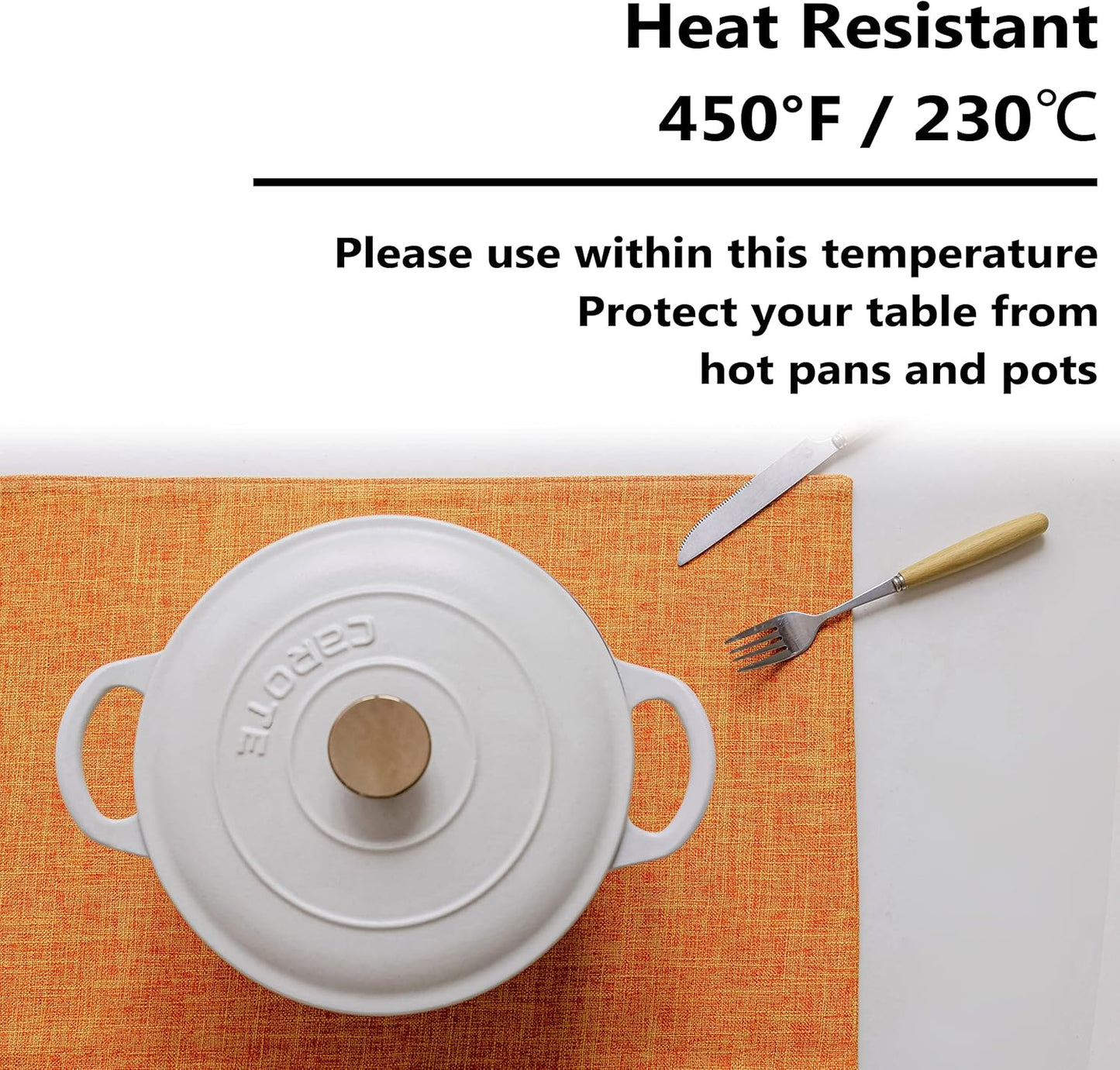 Home Brilliant Cloth Placemats Set of 6 Heat Resistant Dining Table Place Mats for Kitchen Table Fall Party Halloween Decorations Decor, 13 x 19 inches, Orange