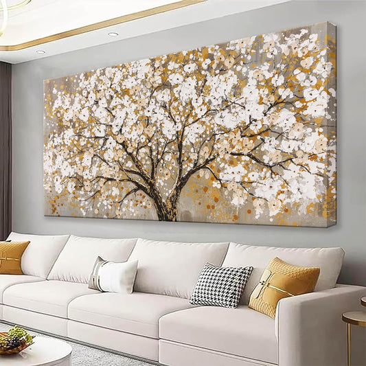 Large Wall Art For Living Room Gold Abstract Tree Of Life Modern Artwork Canvas Art Wall Decor Painting Tree Pictures Home Wall Decor Ready To Hang For Bedroom Decor 29"X58"