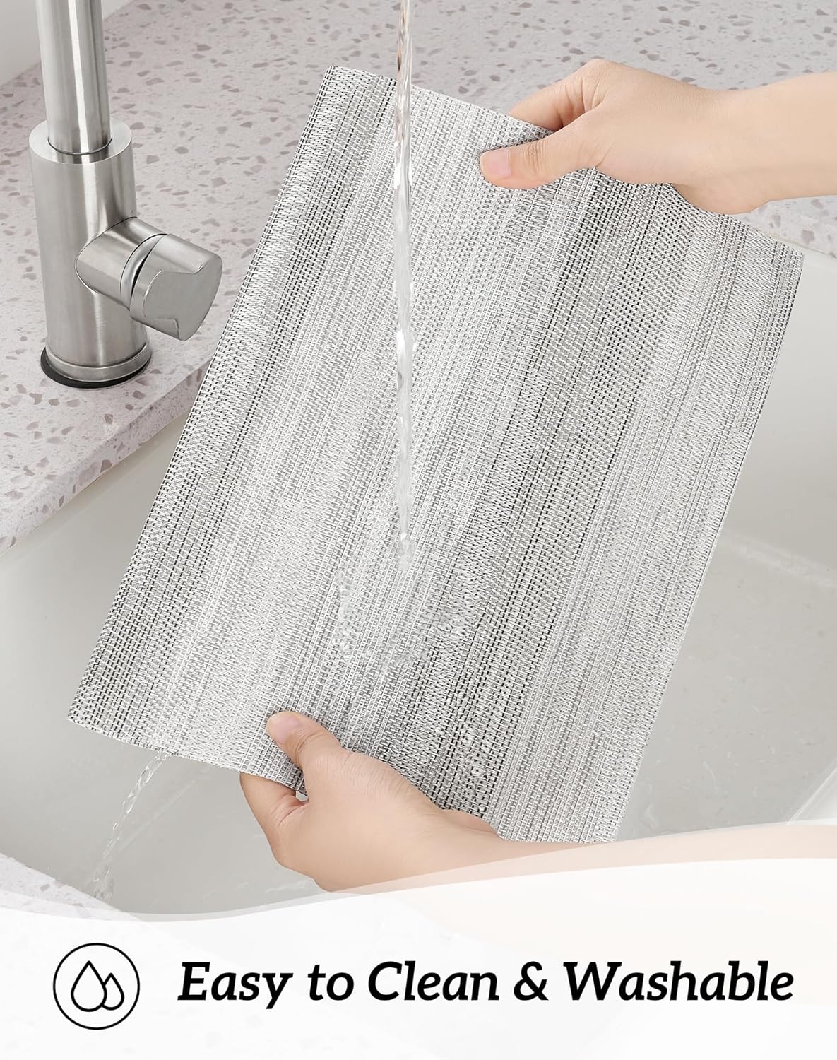 Leetaltree Lightsteel Black Placemats Set of 4 - Heat Resistant Non-Slip Place mats for Dining Table, Washable Durable PVC Vinyl Woven Table Mats (Lightsteel Black, 4)