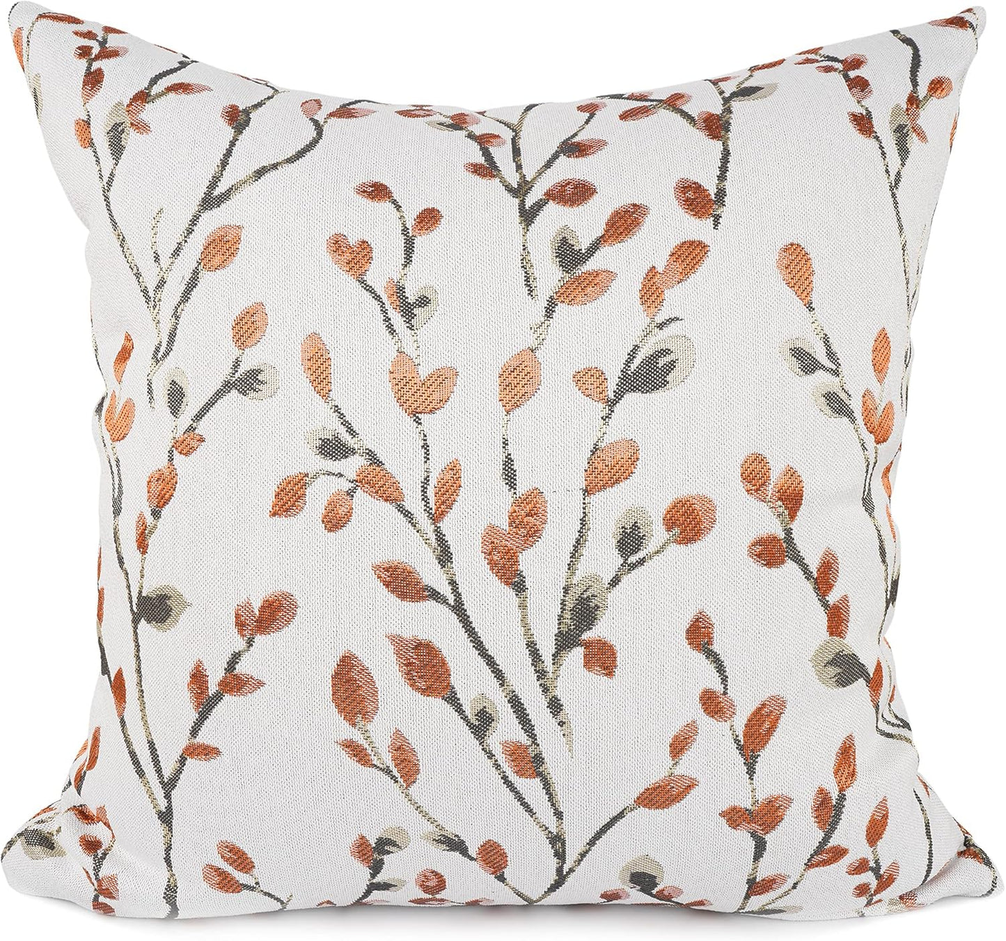 YOUR SMILE Classical Embroidery Jacquard Orange Square Decorative Throw Pillow Case Cushion Cover 18x18 inch