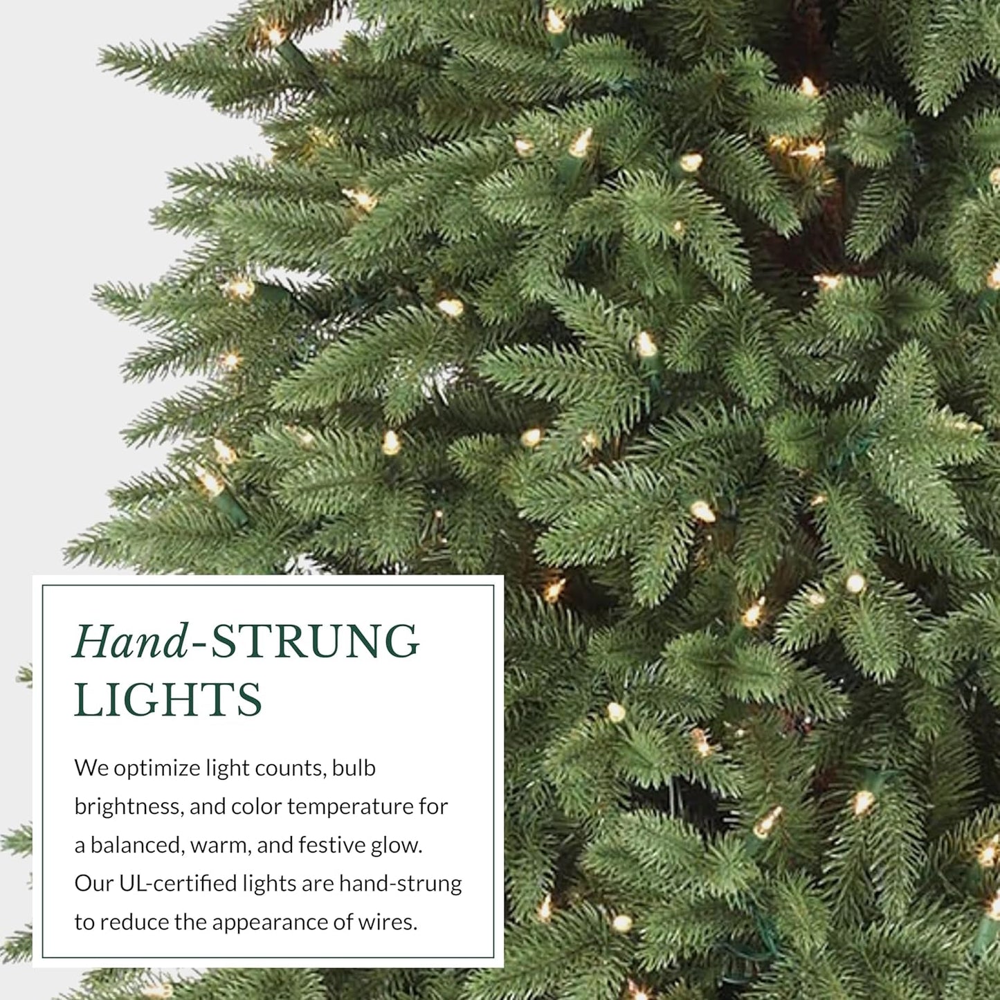 Balsam Hill 7.5ft Pre-Lit Stratford Spruce - Slim Artificial Christmas Tree with 600 LED Clear Lights, True Needle Foliage, Easy Plug Technology & Premium Stand for Small Spaces