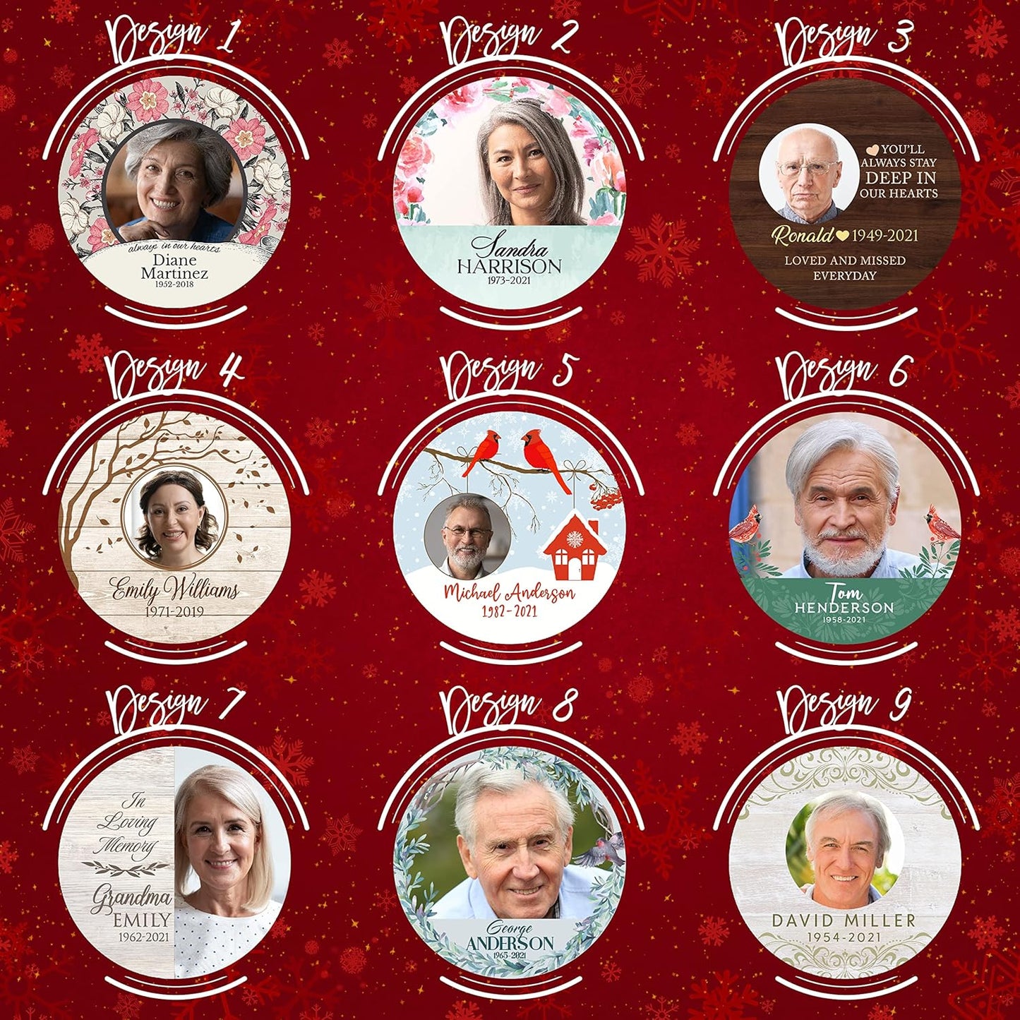 Always in Our Hearts, Memorial Christmas Ornament Personalized with Photo, Name & Date - Upload Photo & Picture - 7 Designs, Memorial Ornaments Loss of Loved Ones – D1