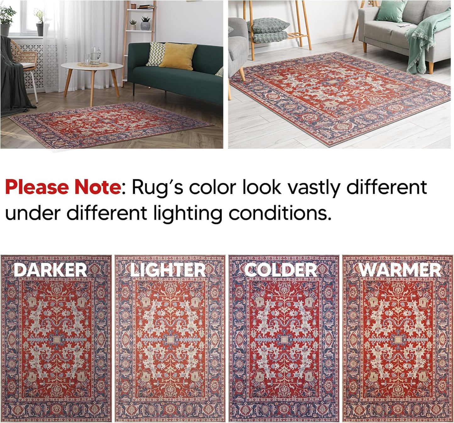 Keen Home Design 2x3 Rug - Machine Washable Entry Rug with Non-Slip Backing, Ideal for Enteryway, Kitchen, Bathroom, Laundry Room - Vintage, Easy Clean, Durable, Low Pile Rug - (2' x 3')