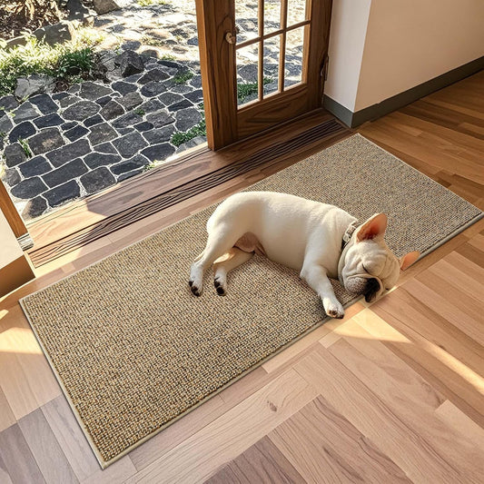 JSEI Dirt Trapper Door Mat 24"x60" Non-Slip Washable Entrance Mat, Dog Doormats, Absorbent & Fade-Resistant Floor Mats, Low Profile Welcome Mats for Entryway, Front Door, and Inside Entrance, Beige