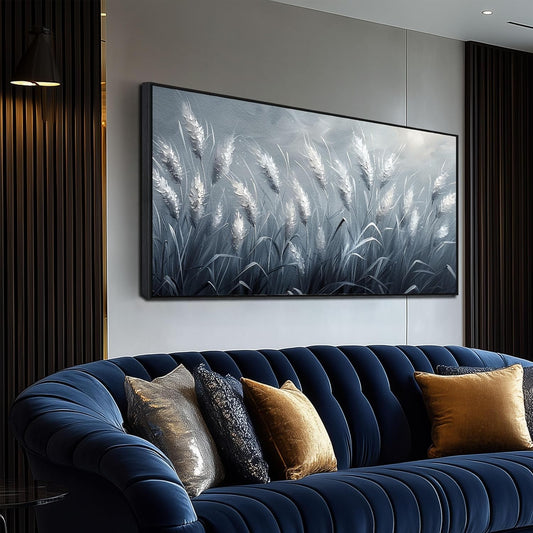 Home Decor Botanical Wall Art Reed Wall Paintings Black Framed Wall Decor Big Pictures 29"x 59"