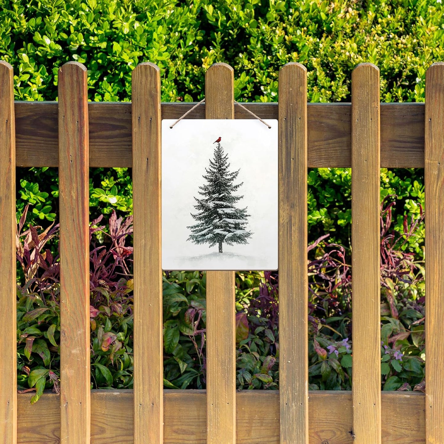 DUXMNAMG Christmas Winter Tree Bird Hanging Wooden Signs 10x8, Christmas Wall Decor, Vintage Home Room Office Hanging Wall Decor