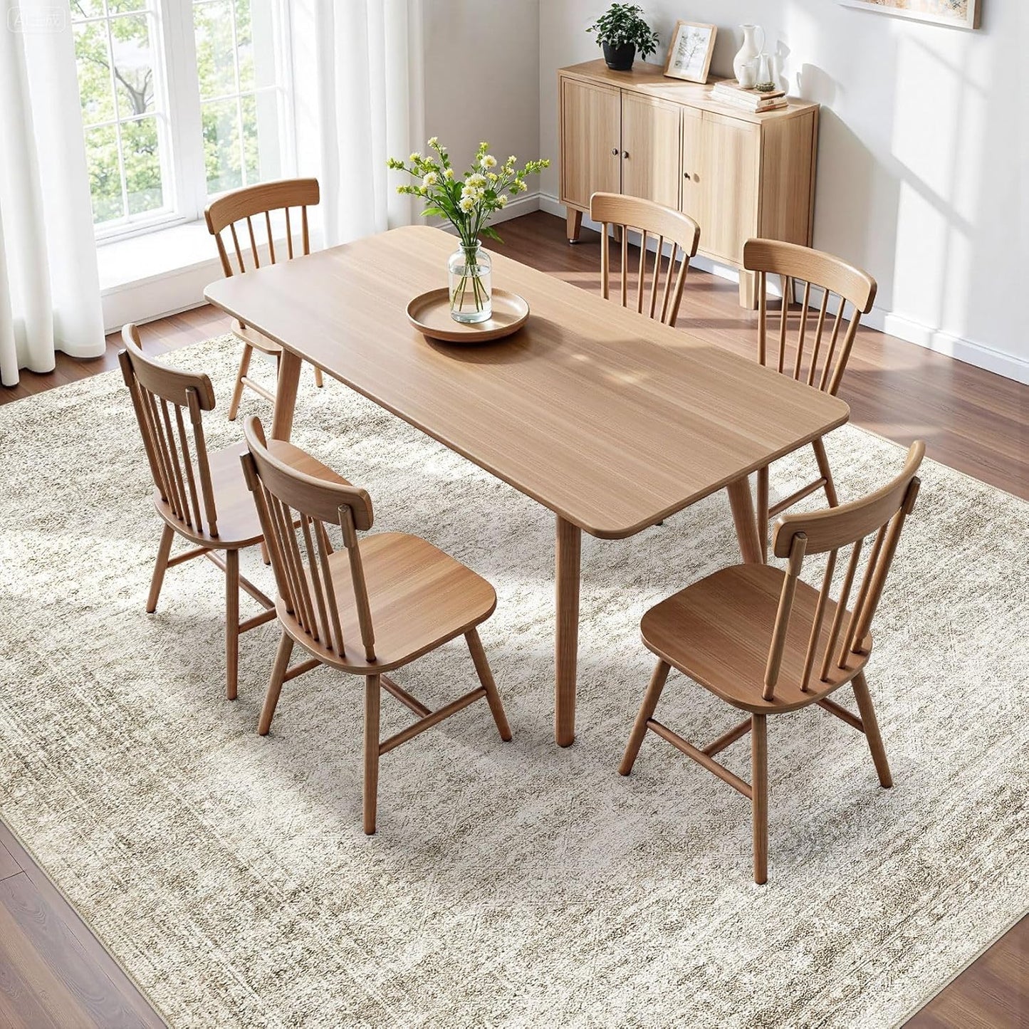 Washable Area Rugs for Living Room -9x12 Neutral Vintage Distressed Floral Farmhouse Boho Large Soft Floor Rug Indoor Non Slip Carpet for Living Room Bedroom Dining Room Office - Beige